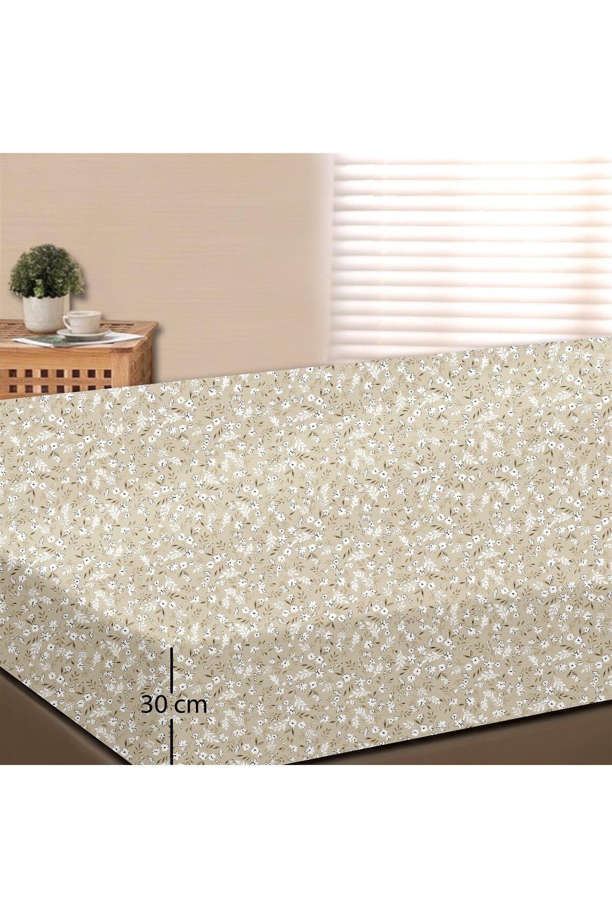 Dalya %100 Pamuk Çift Kişilik Lastikli Çarşaf Seti  - 160x200+30 cm - Bej