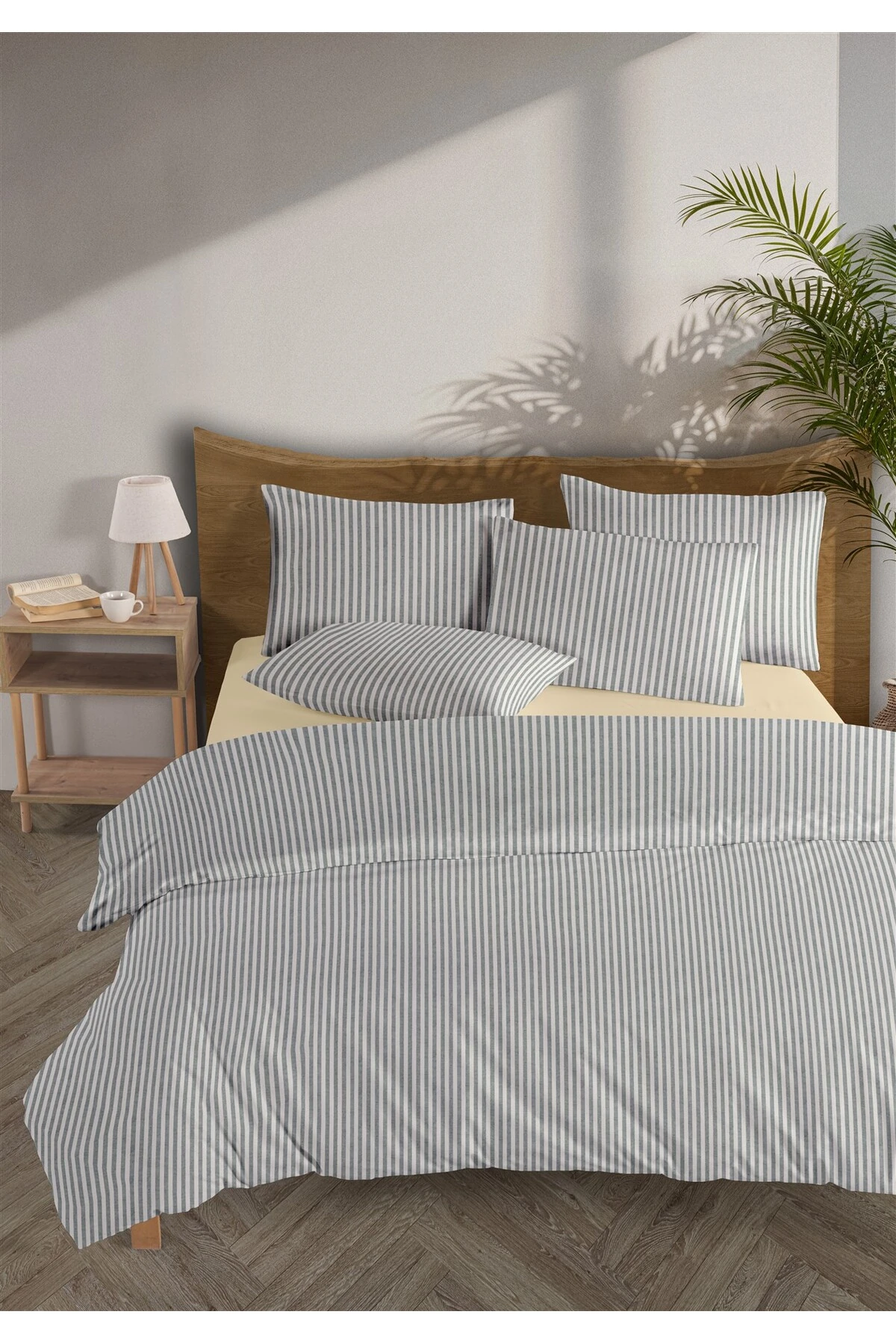 Mira %100 Pamuk Ranforce Yezra Ipliği Boyalı Nevresim Takımı Çift Kişilik - 200x220 Cm - Koyu Gri̇