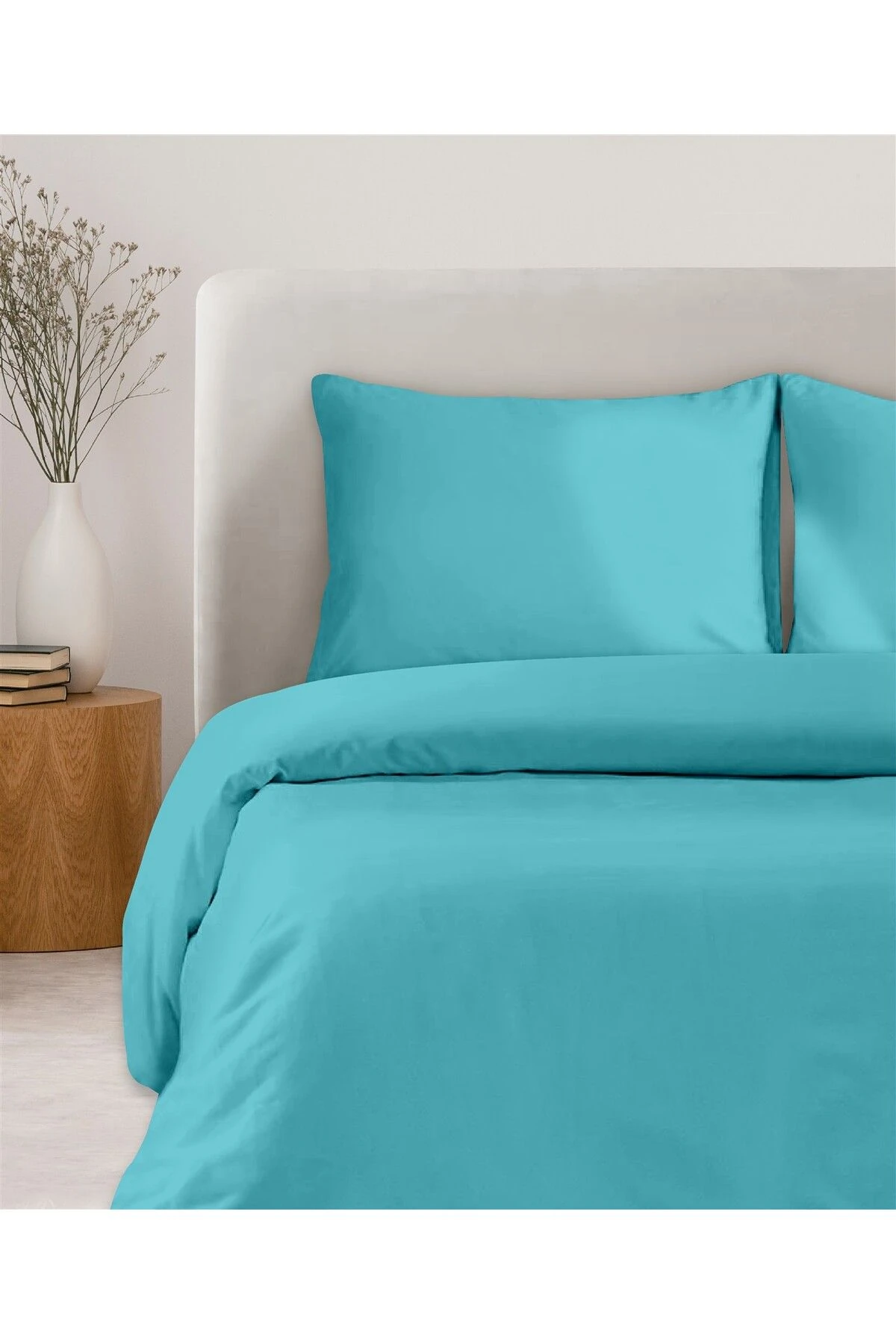 Organik Pamuk Akfil Nevresim Tek Kişilik 160x220 cm - Turkuaz