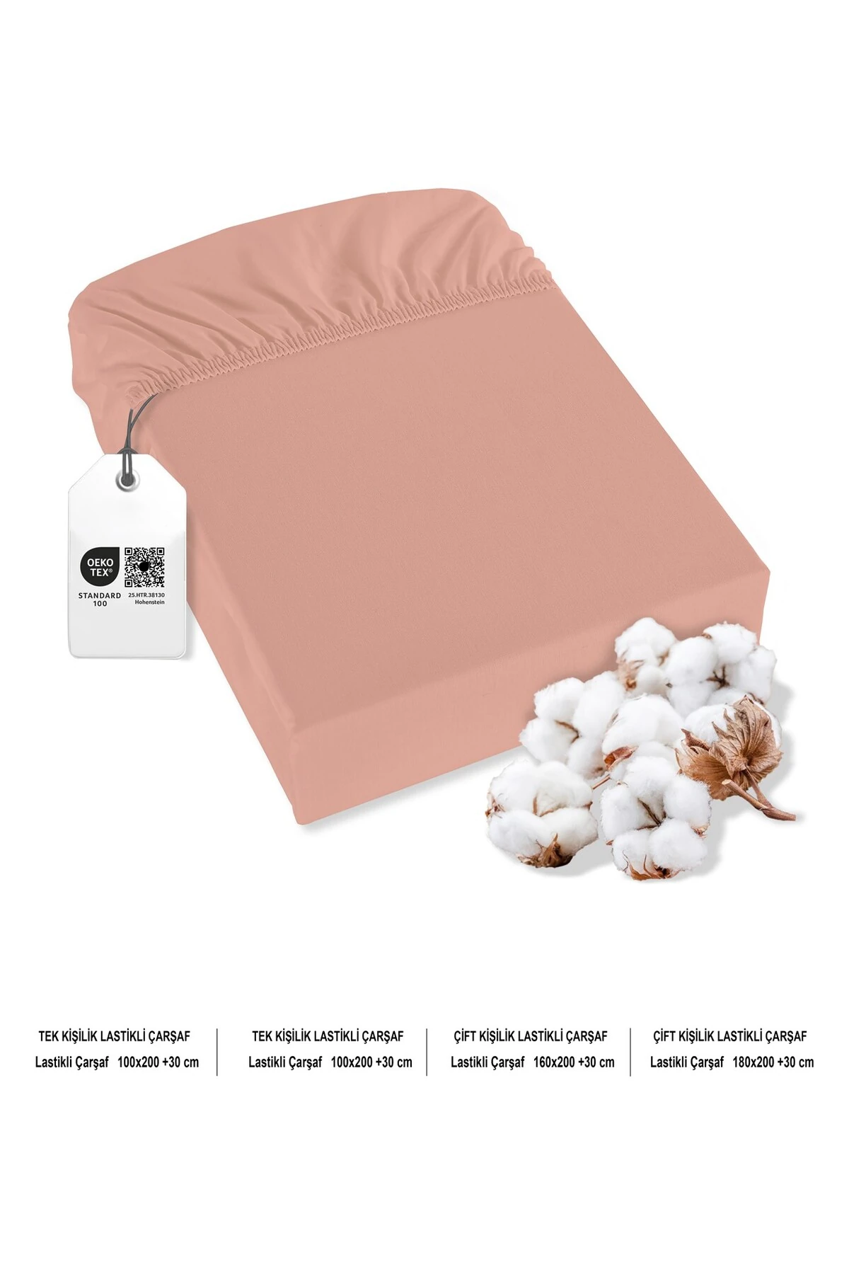 Naria Ranforce %100 Pamuk Lastikli Çarşaf - Pudra