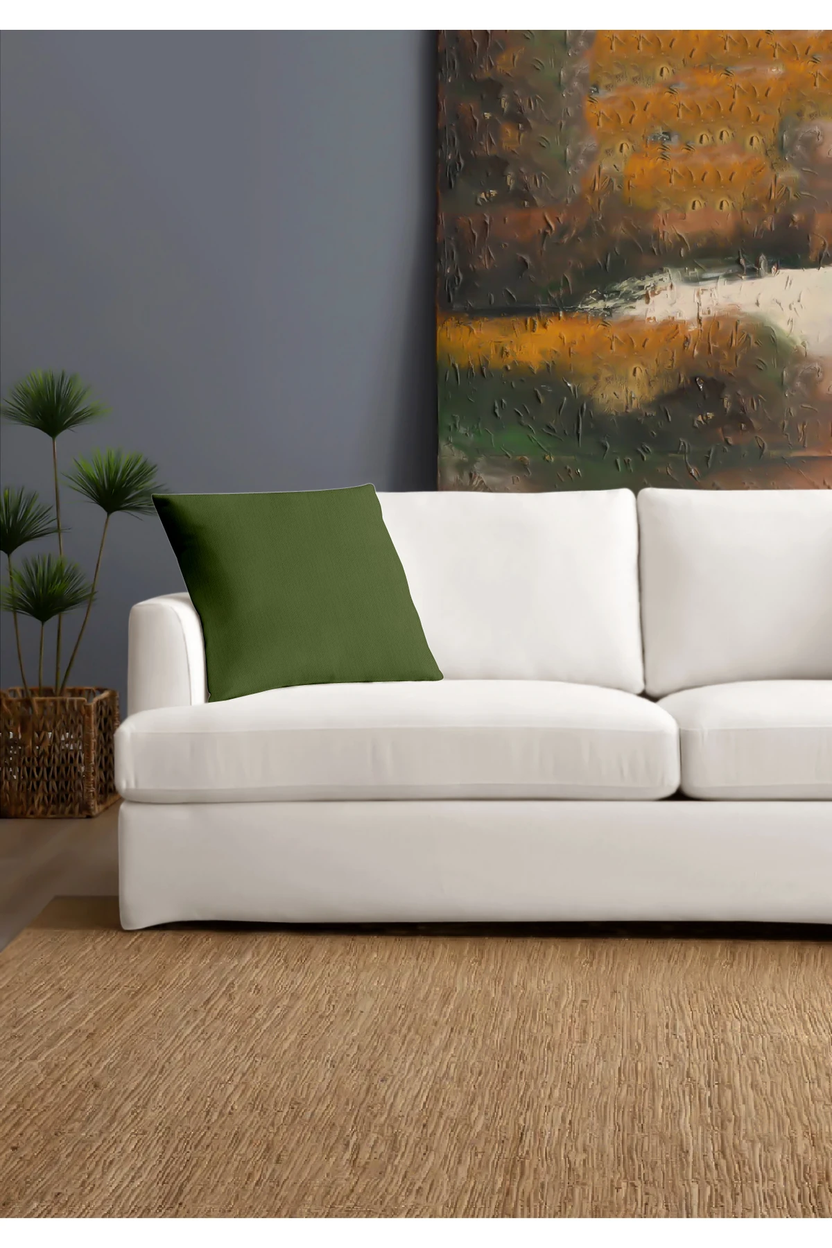 Canvas 6'lı  Sıvı Geçirmez Leke Tutmaz Kırlent Kılıfı 45 x 45 cm - Koyu Yeşi̇l