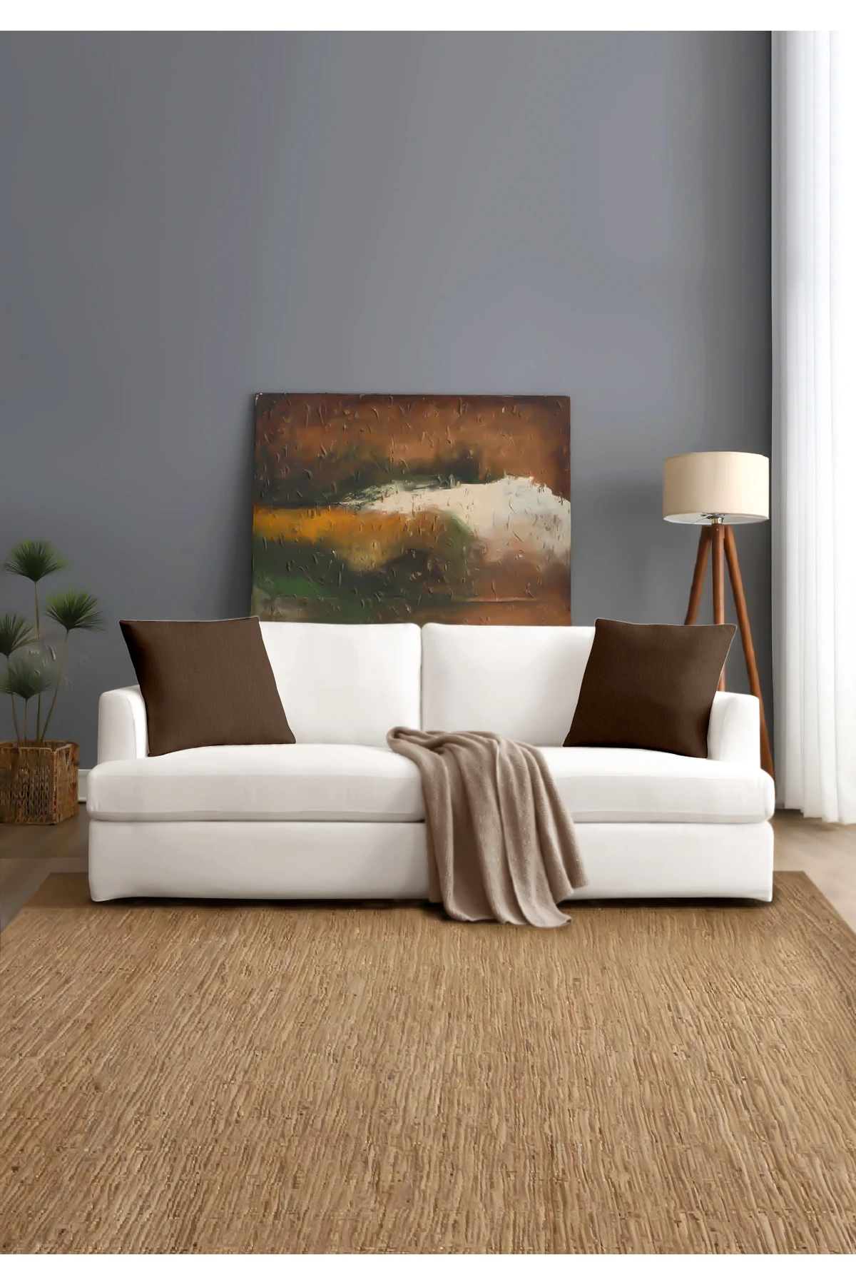 Canvas 6'lı  Sıvı Geçirmez Leke Tutmaz Kırlent Kılıfı 45 x 45 cm - Kahve