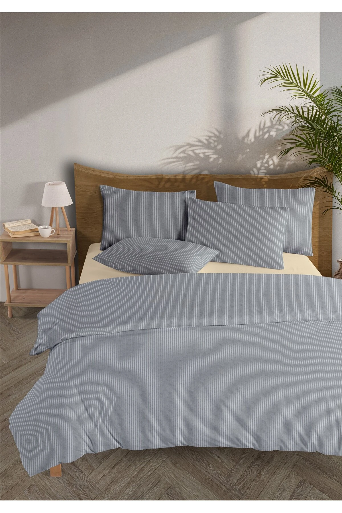 Chıc %100 Pamuk Ranforce Akay  Ipliği Boyalı Nevresim Takımı Çift Kişilik - 200x220 cm - Laci̇vert