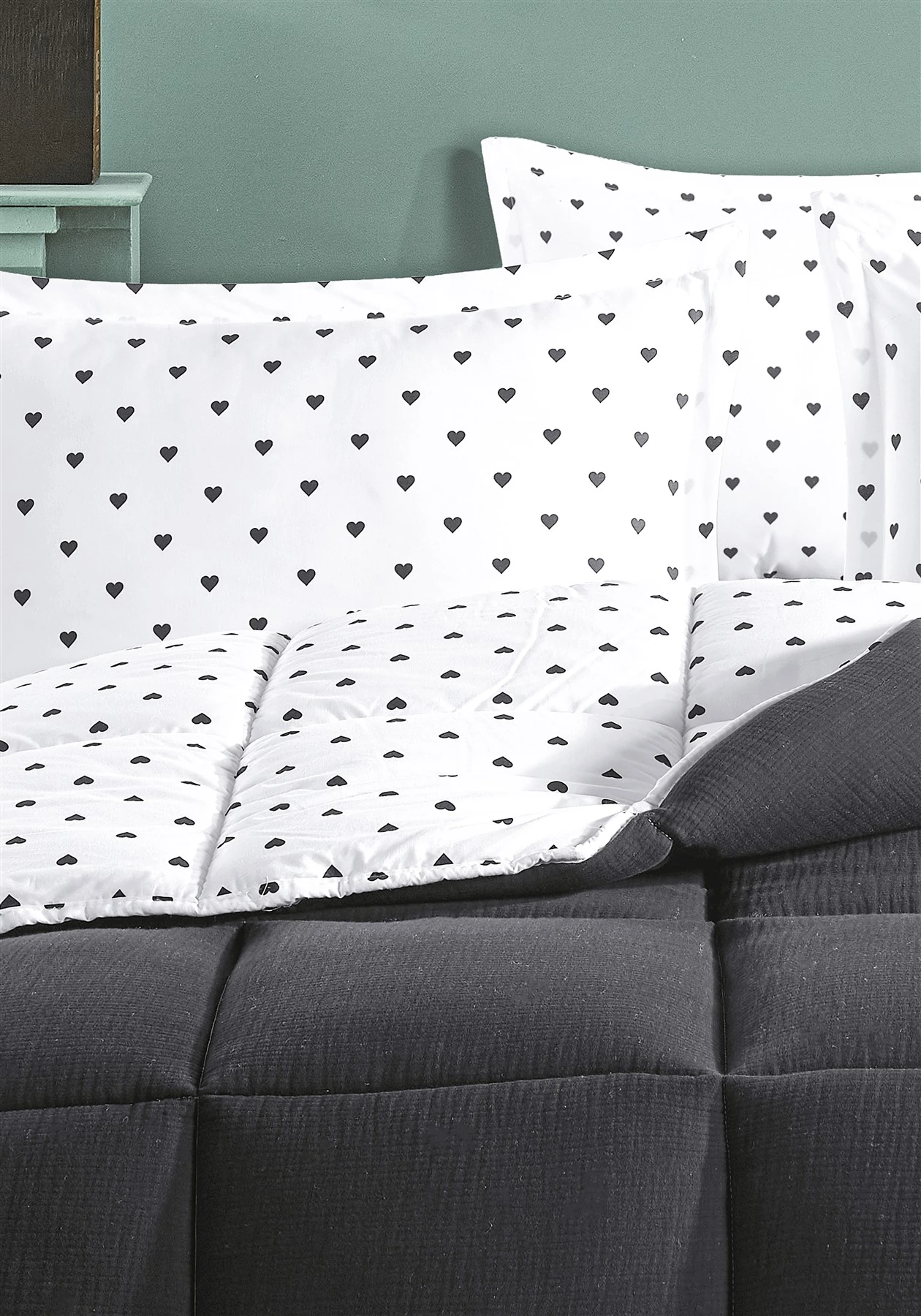 Lovely Timeless %100 Pamuk 4 Kat Müslin Comfort Uyku Seti Çift Kişilik 195x215 cm - Si̇yah