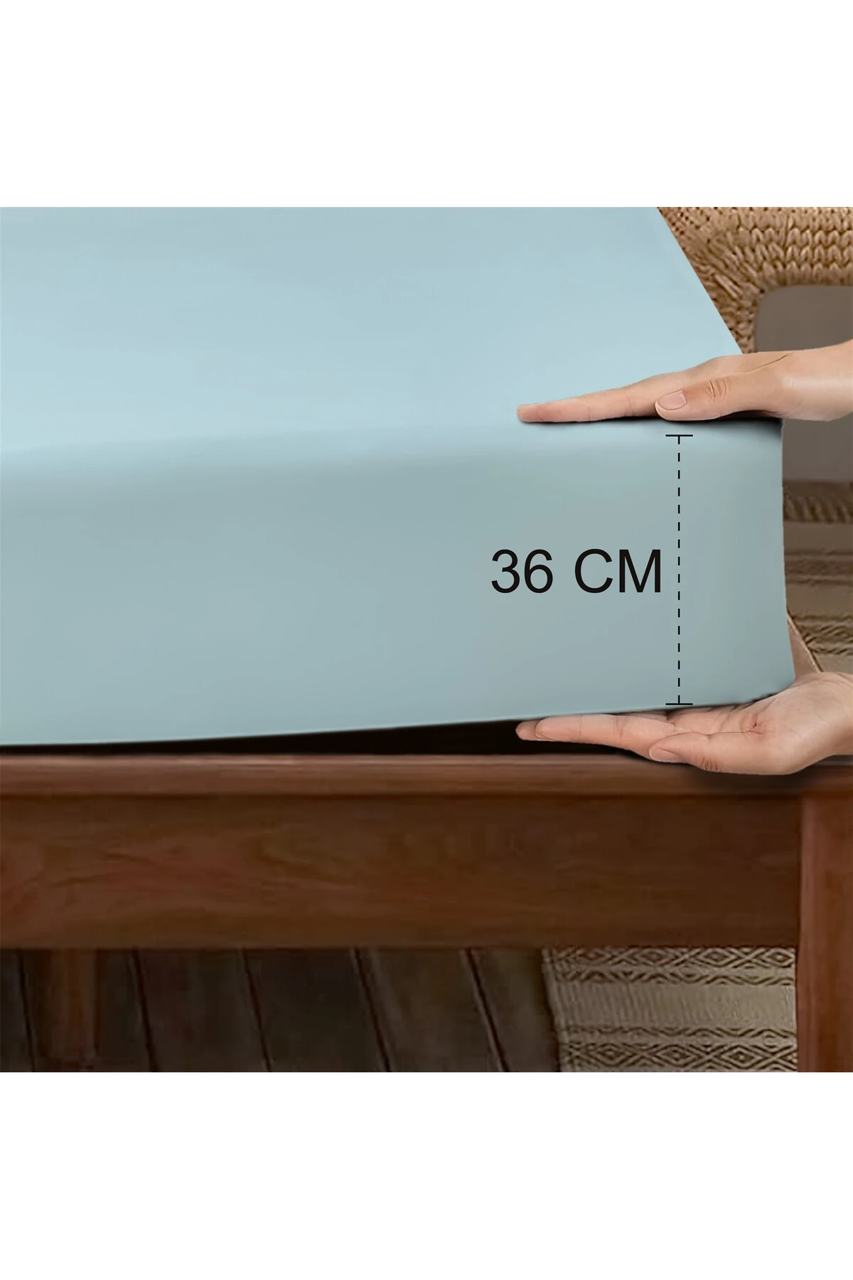 %100 Pamuk Penye Lastikli Çarşaf - Mavi̇