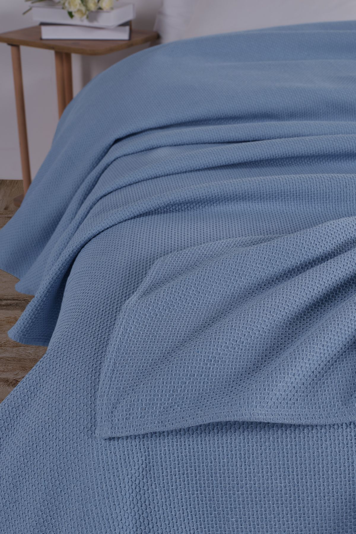 Pamuklu Petek Çok Amaçlı Örtü Çift Kişilik 200x230 cm - Bebe mavi̇