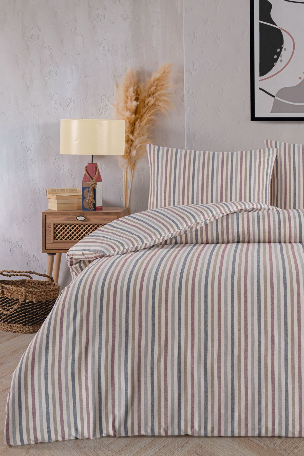 Cool Natural Pamuklu Ipliği Boyalı Nevresim Seti Çift Kişilik  200x220 Cm