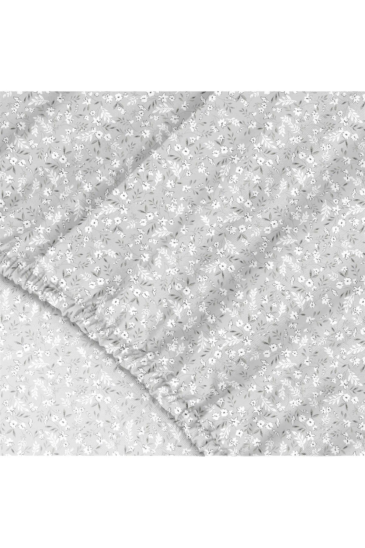 Dalya %100 Pamuk Çift Kişilik Lastikli Çarşaf - 160x200+30 cm - Açik Gri̇