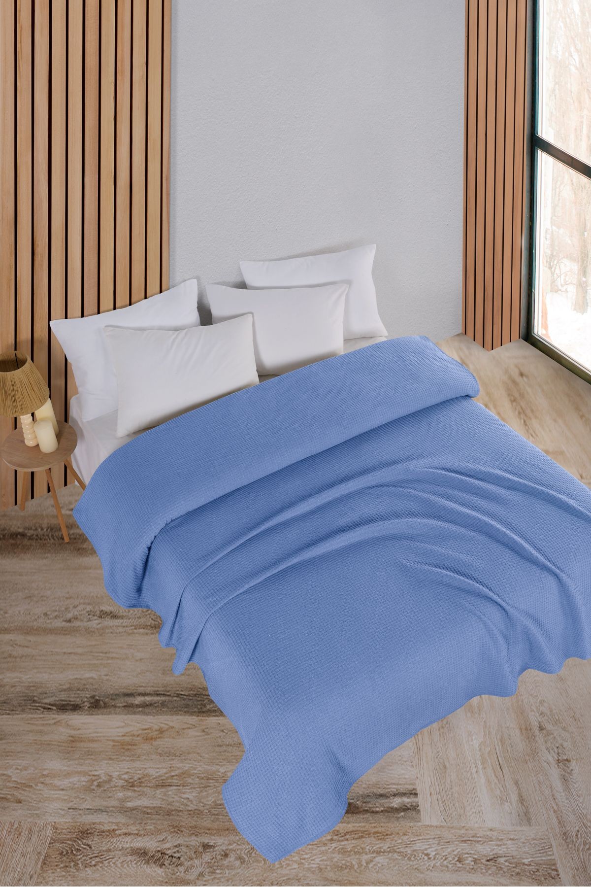 Pamuklu Aden Çok Amaçlı Örtü Tek Kişilik - 160x230 cm - Koyu Turkuaz