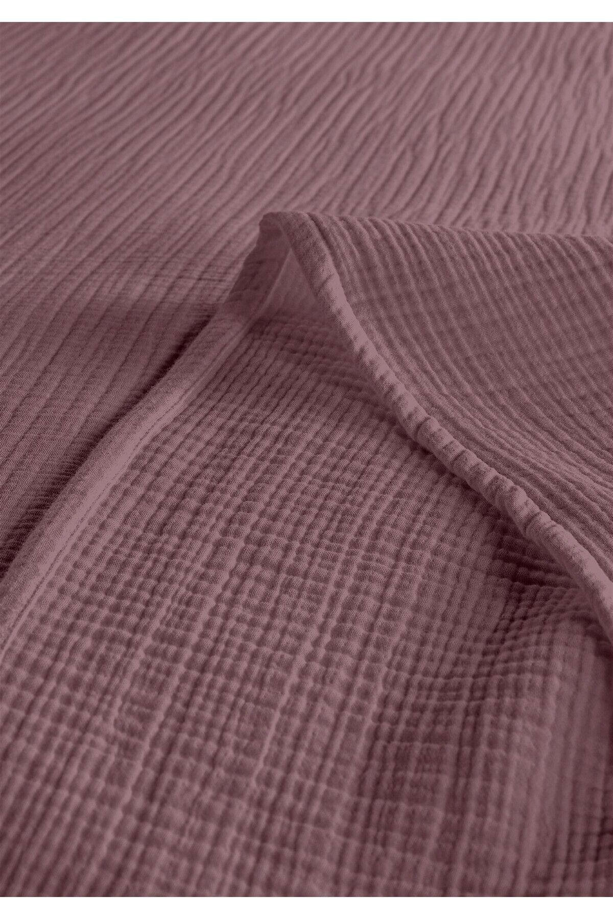 % 100 Doğal Pamuk 4 Kat Müslin Lüks Çift Kişilik Pike Takımı  200x230cm - Gül Kurusu