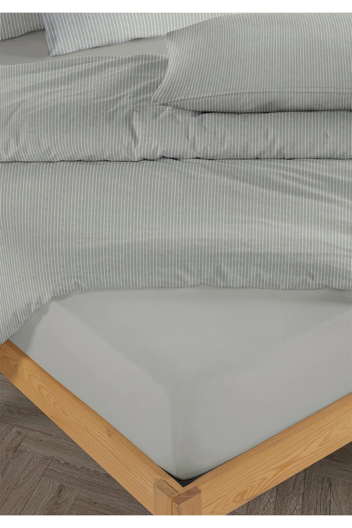 Line %100 Pamuk Ranforce Akay Ipliği Boyalı Nevresim Takımı Tek Kişilik - 160x220 cm - akay koyu gri̇