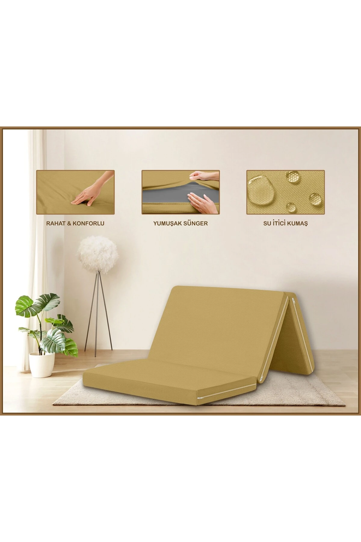 Canvas  Fermuarlı Katlanabilir Yer Yatağı Yer Minderi 80x180x6cm
