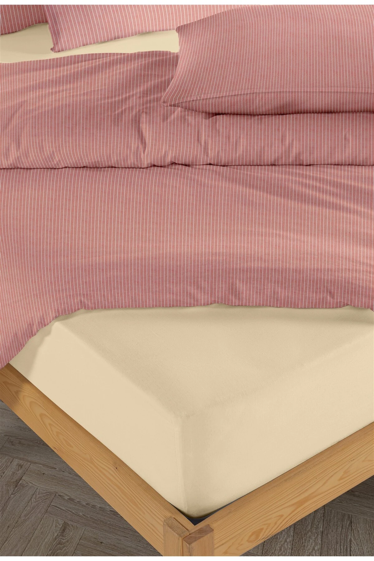 Chıc %100 Pamuk Ranforce Akay  Ipliği Boyalı Nevresim Takımı Çift Kişilik - 200x220 cm - kirmizi