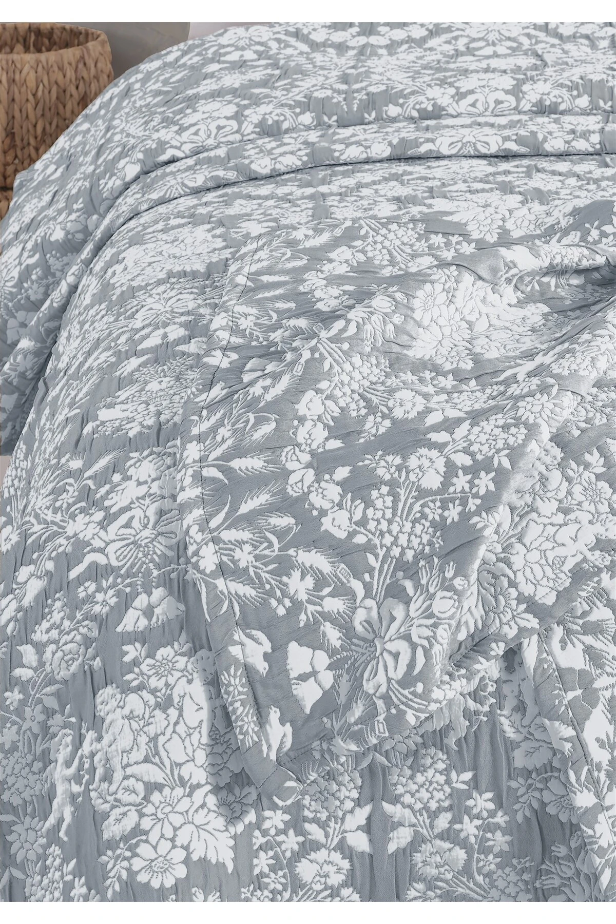 Dolgulu Jakarlı Yatak Örtüsü Seti Çift Kişilik Bej 230x240 cm - gala i̇ndi̇go