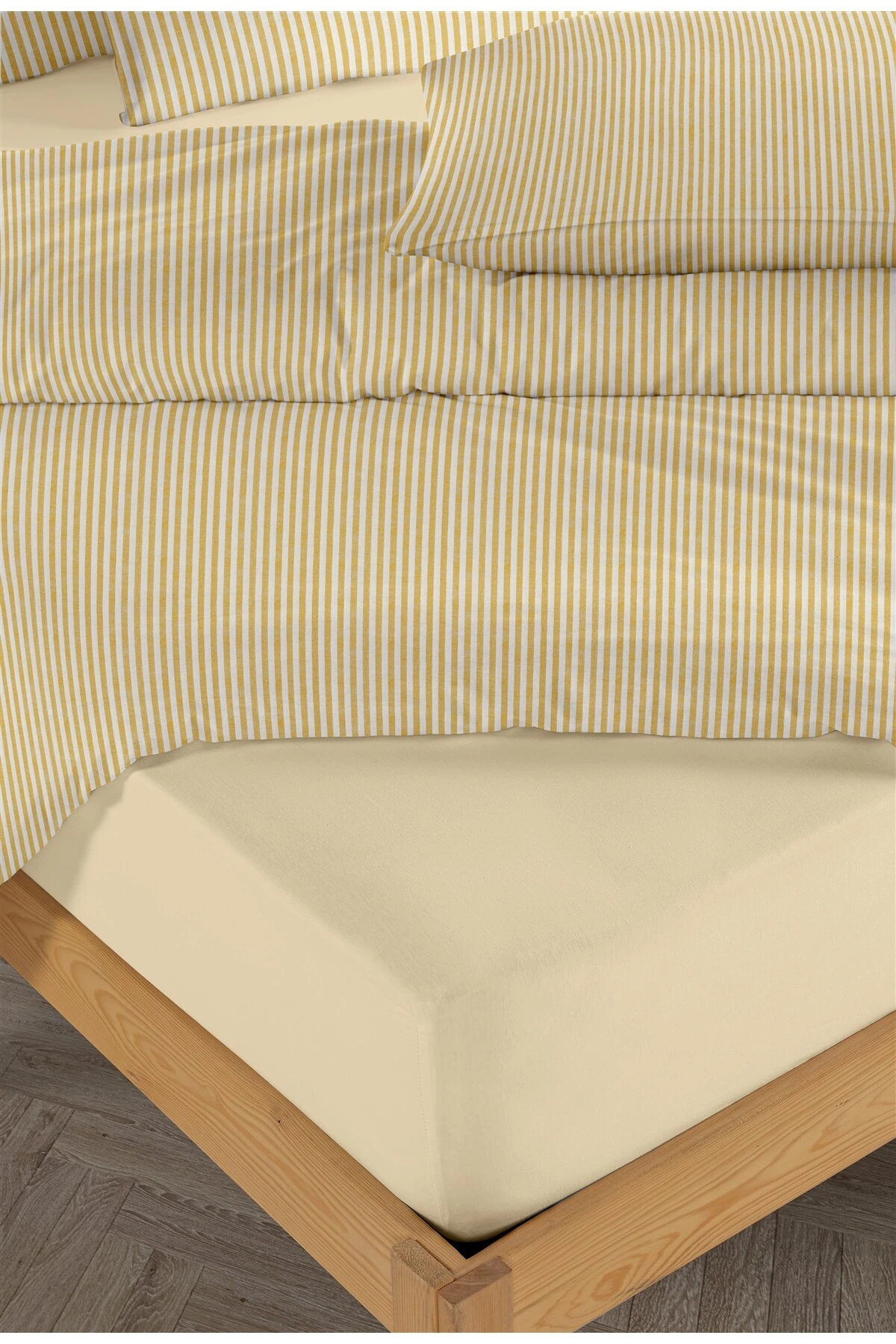 Mira %100 Pamuk Ranforce Yezra Ipliği Boyalı Nevresim Takımı Çift Kişilik - 200x220 Cm - sari