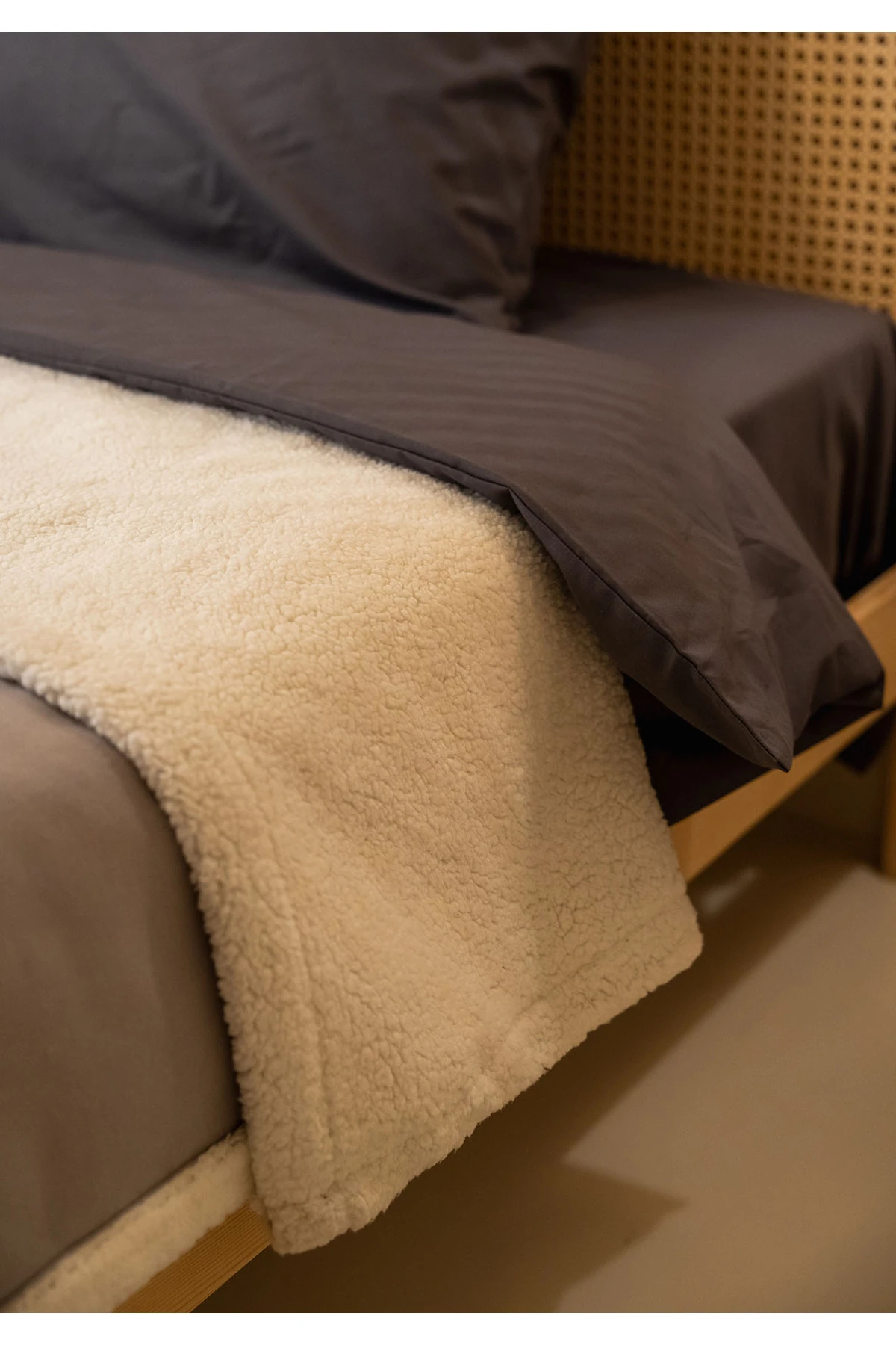 Sherpa Battaniye Çift Kişilik 200x230cm - Gri̇