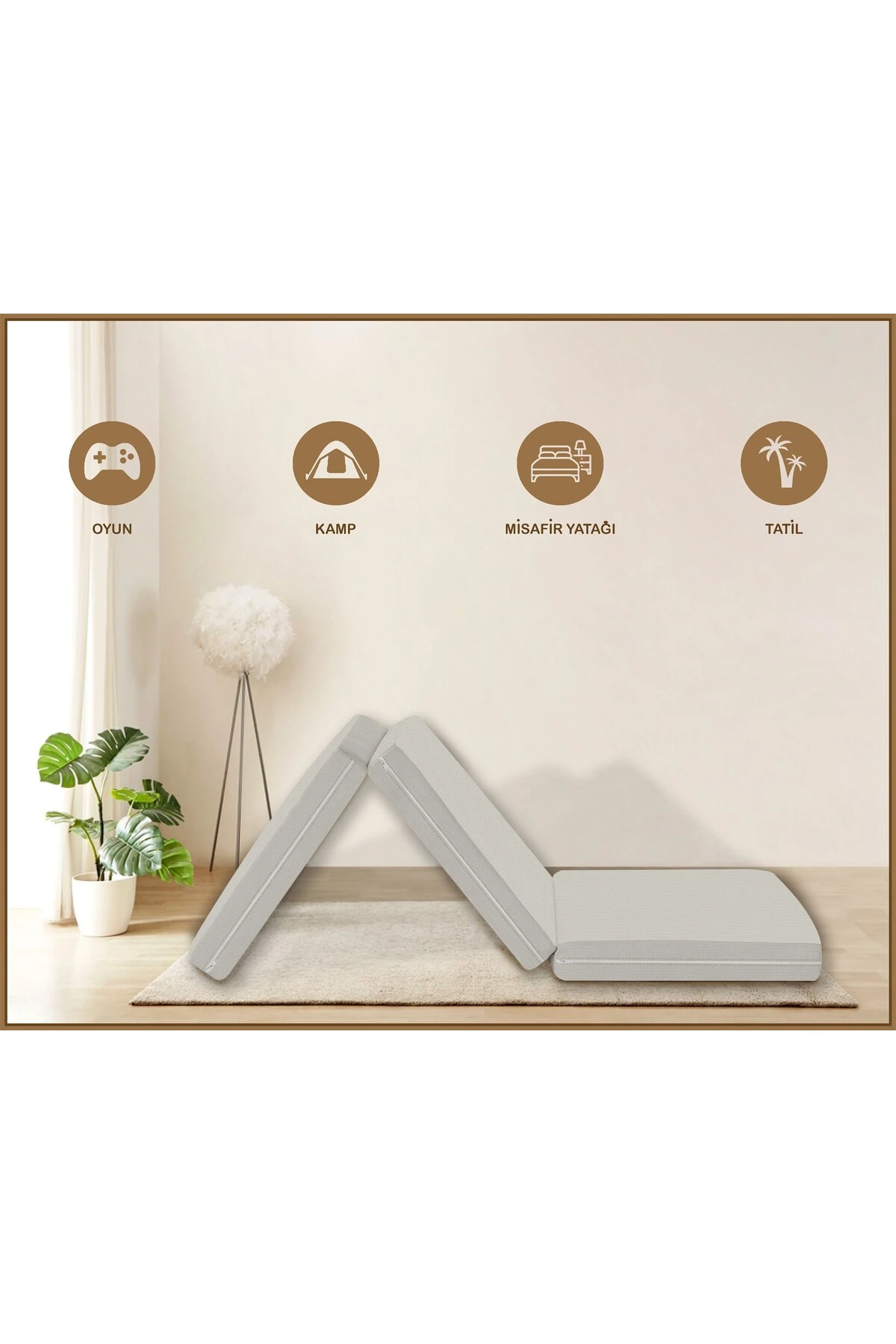 Canvas  Fermuarlı Katlanabilir Yer Yatağı Yer Minderi 80x180x6cm