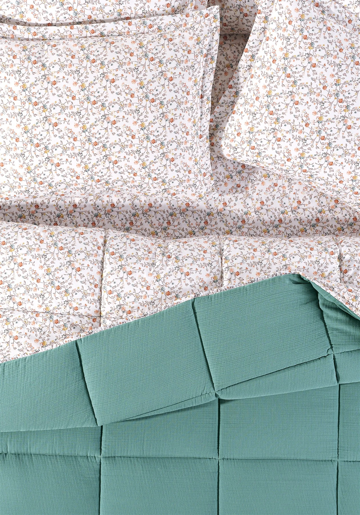 Andy Timeless %100 Pamuk 4 Kat Müslin Comfort Uyku Seti Tek Kişilik 155x215 cm - Turkuaz