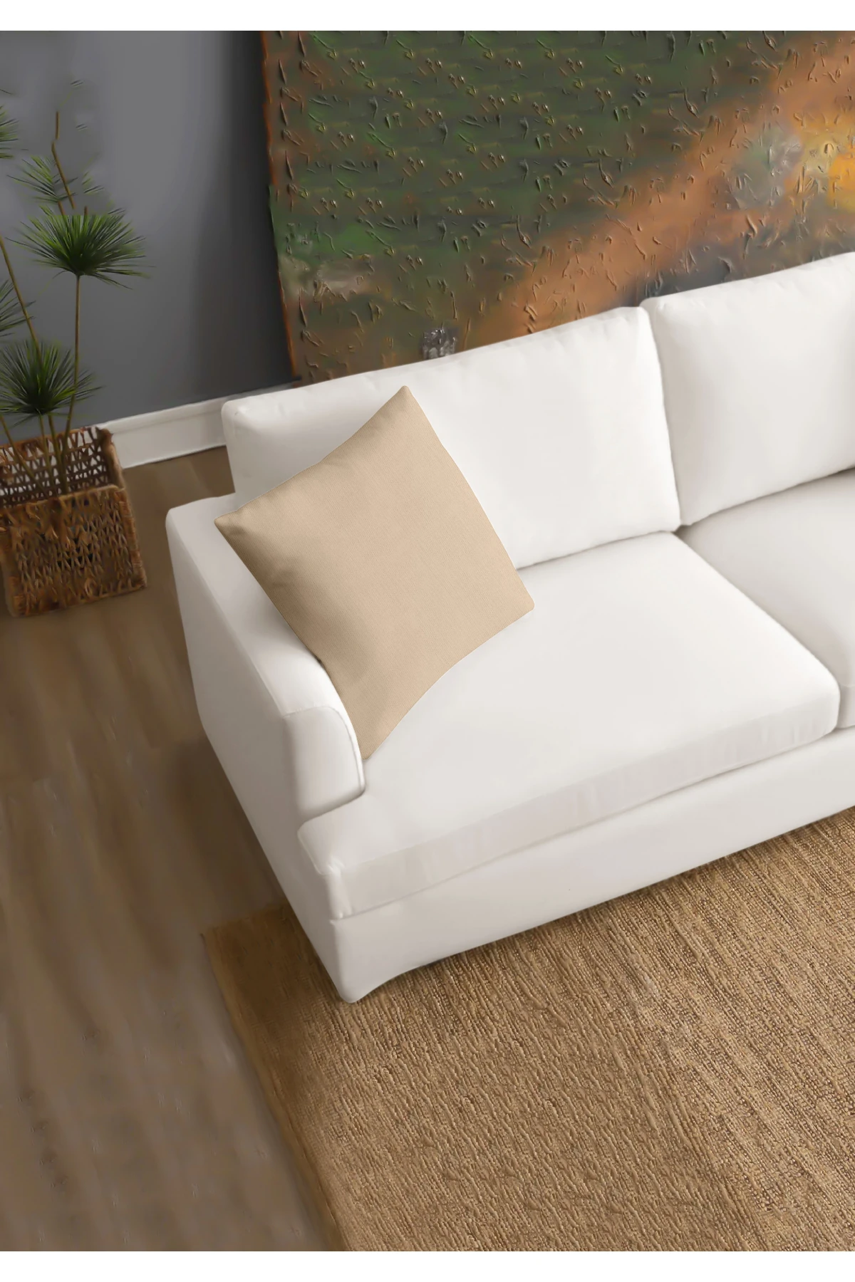 Canvas 6'lı  Sıvı Geçirmez Leke Tutmaz Kırlent Kılıfı 45 x 45 cm - Bej