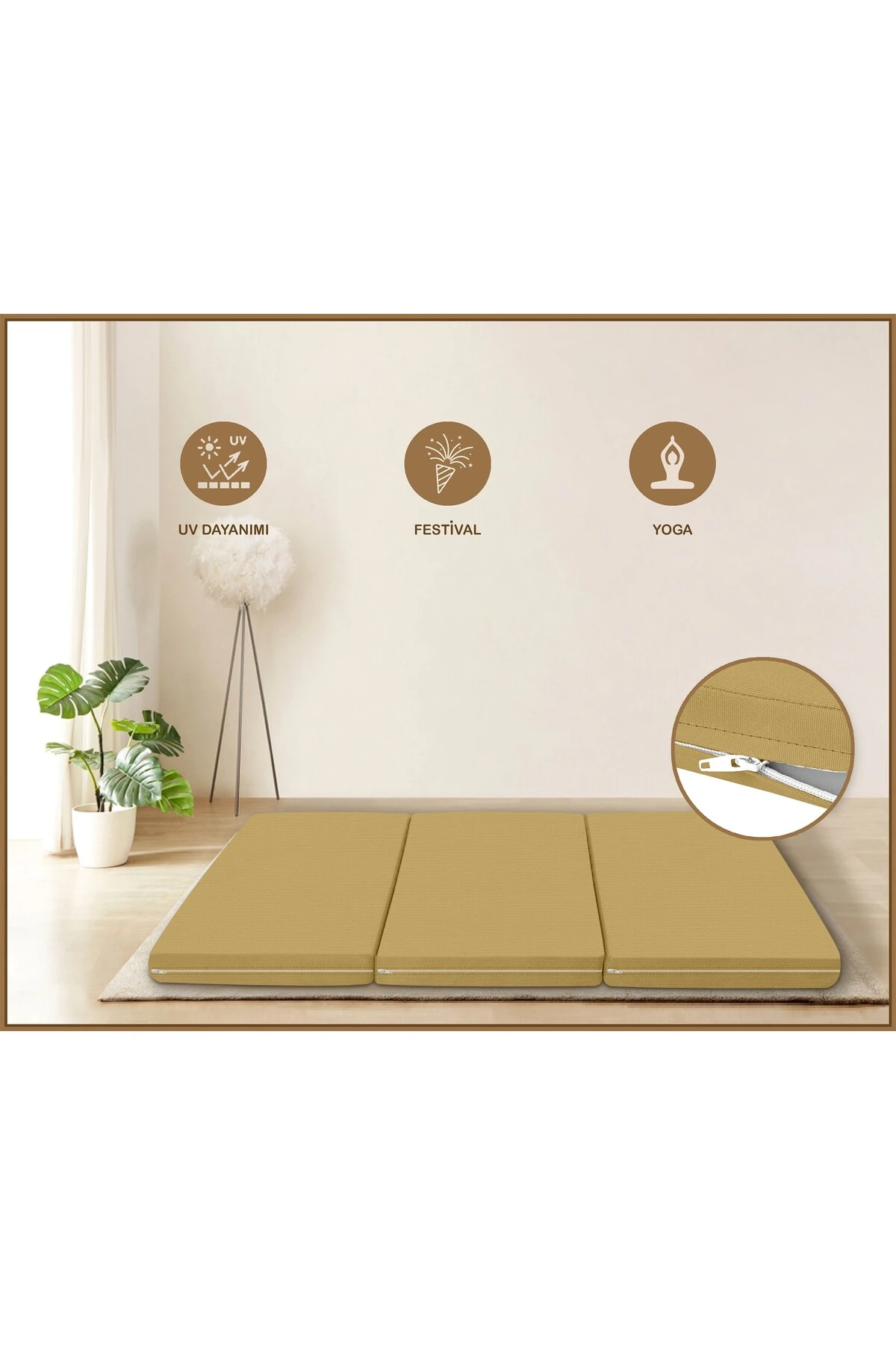 Canvas  Fermuarlı Katlanabilir Yer Yatağı Yer Minderi 80x180x6cm