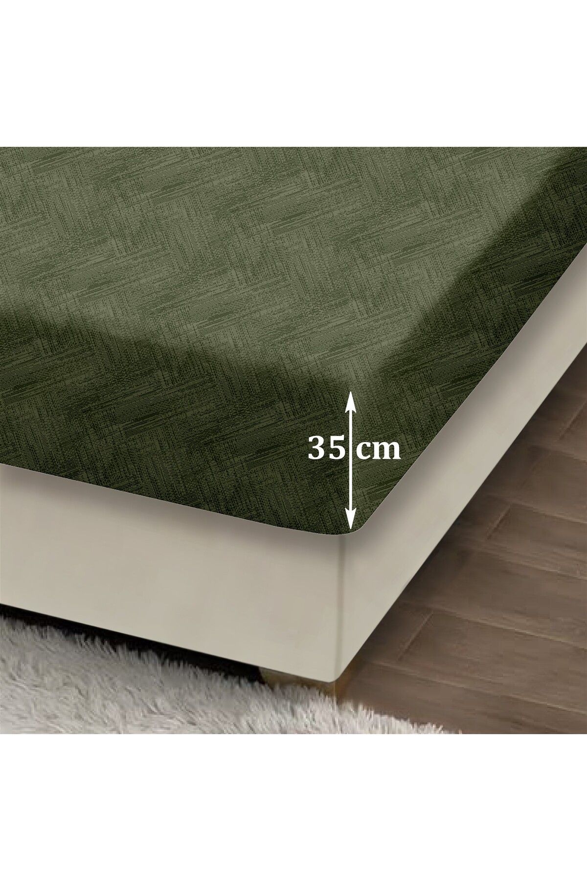 Always Pamuklu Lastikli Çarşaf Seti Çift Kişilik 160x200+35cm - Yağ Yeşi̇li̇