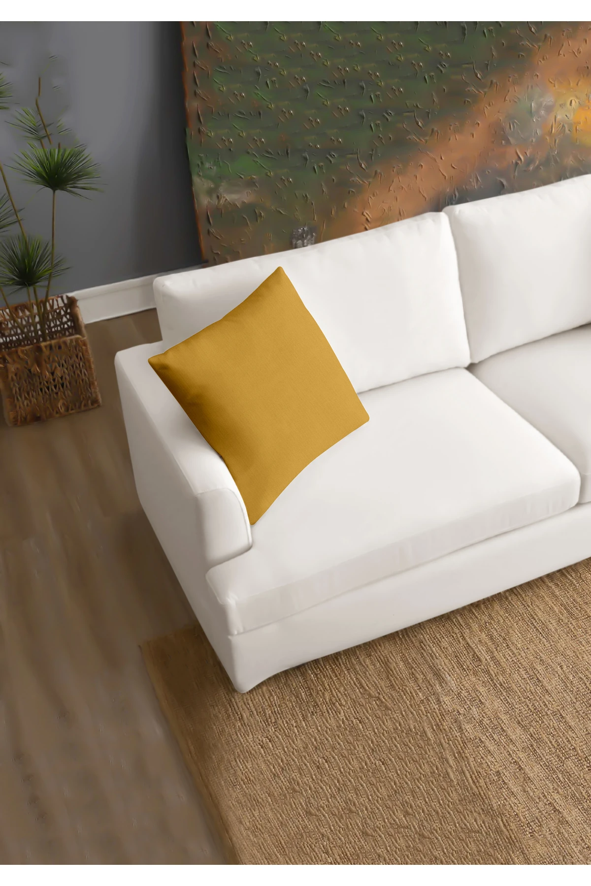 Canvas 6'lı  Sıvı Geçirmez Leke Tutmaz Kırlent Kılıfı 45 x 45 cm - Hardal