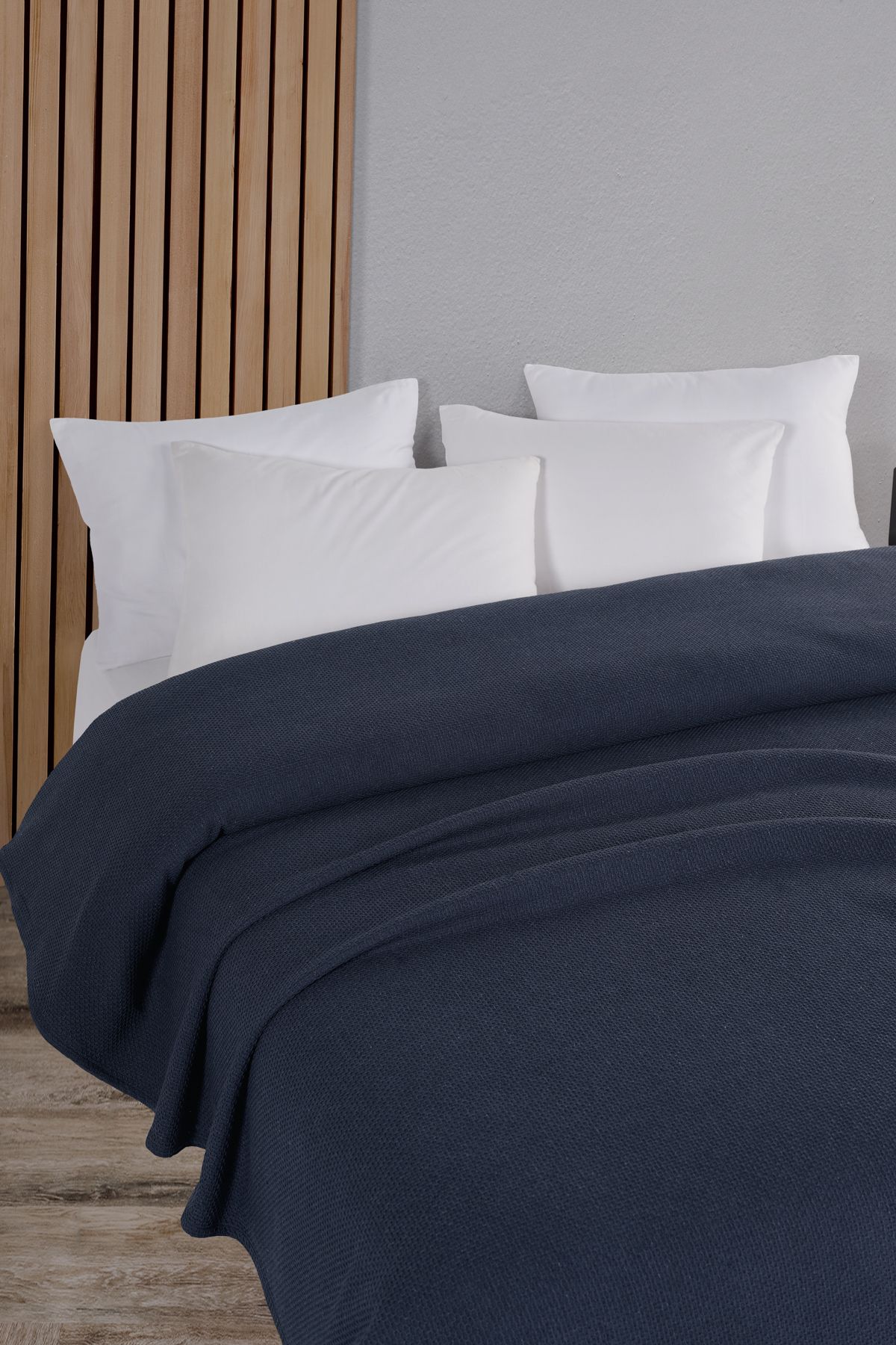 Pamuklu Petek Çok Amaçlı Örtü Çift Kişilik 200x230 cm - İndi̇go
