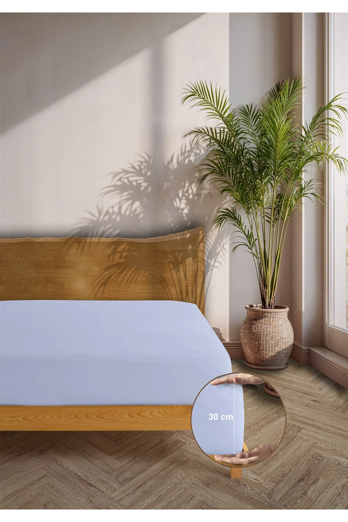 Naria Ranforce %100 Pamuk Lastikli Çarşaf - Mavi̇