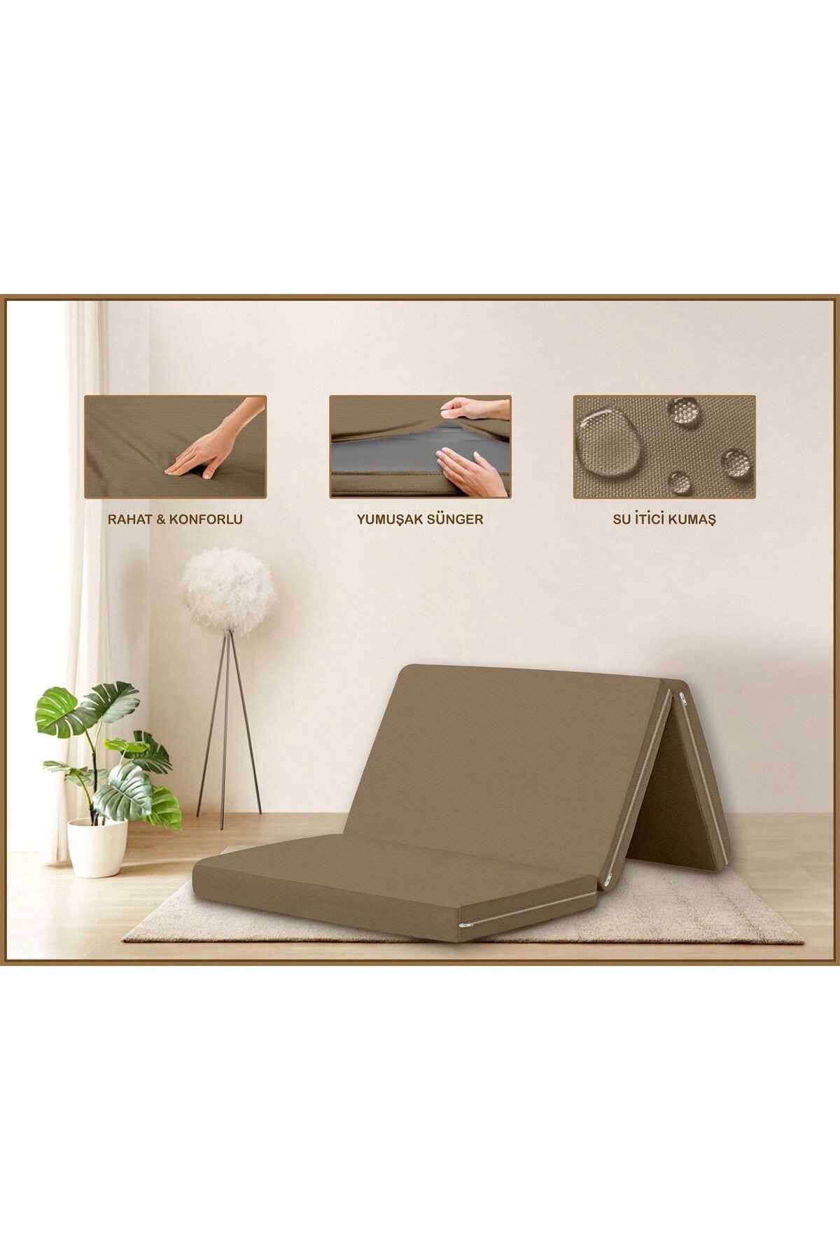 Canvas Kil Fermuarlı Katlanabilir Yer Yatağı Yer Minderi 10cm