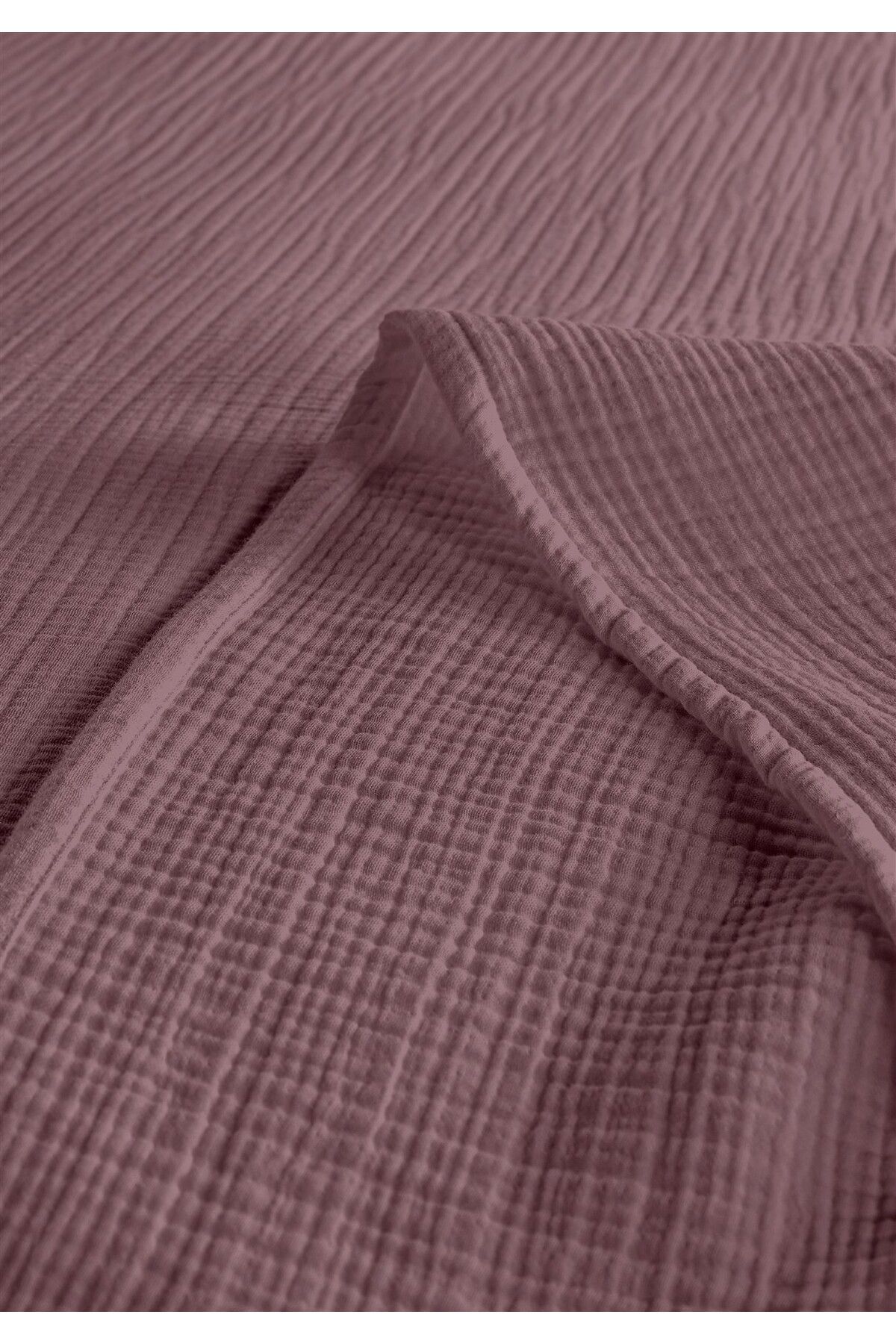 % 100 Doğal Pamuk 4 Kat Müslin Lüks Tek Kişilik Pike Takımı 160x230cm - Gül Kurusu