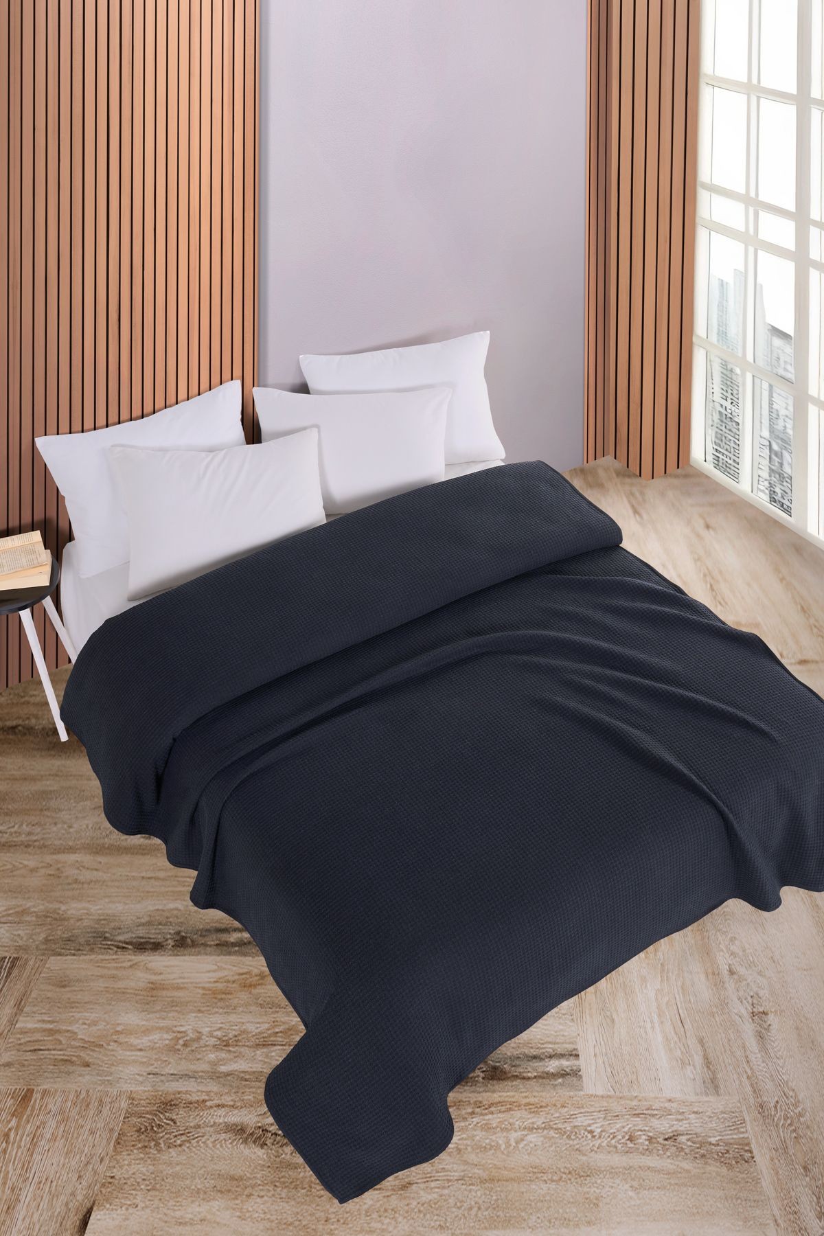 Pamuklu Aden Çok Amaçlı Örtü Tek Kişilik - 160x230 cm - lacivert
