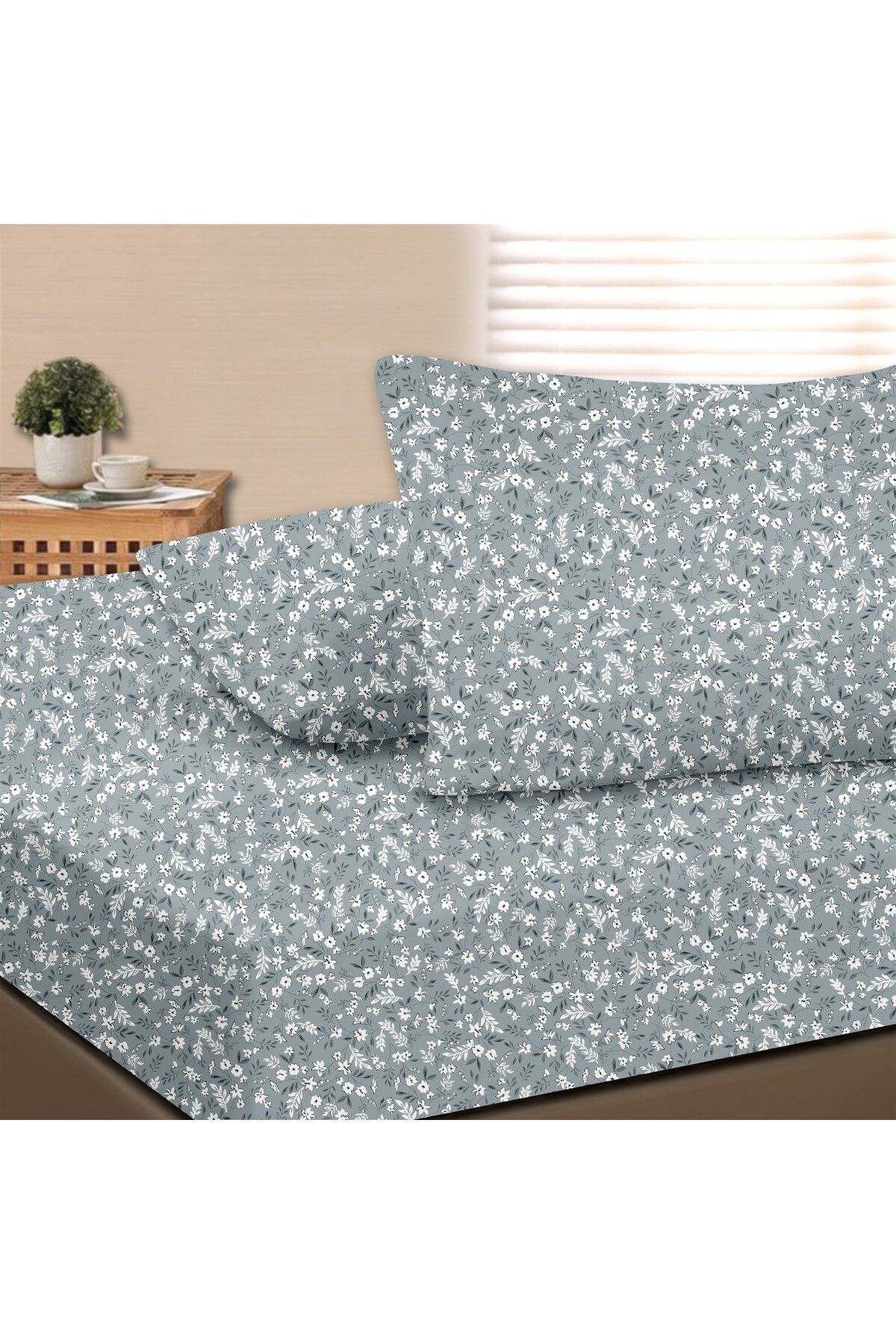 Dalya %100 Pamuk Çift Kişilik Lastikli Çarşaf Seti  - 160x200+30 cm - İndi̇go