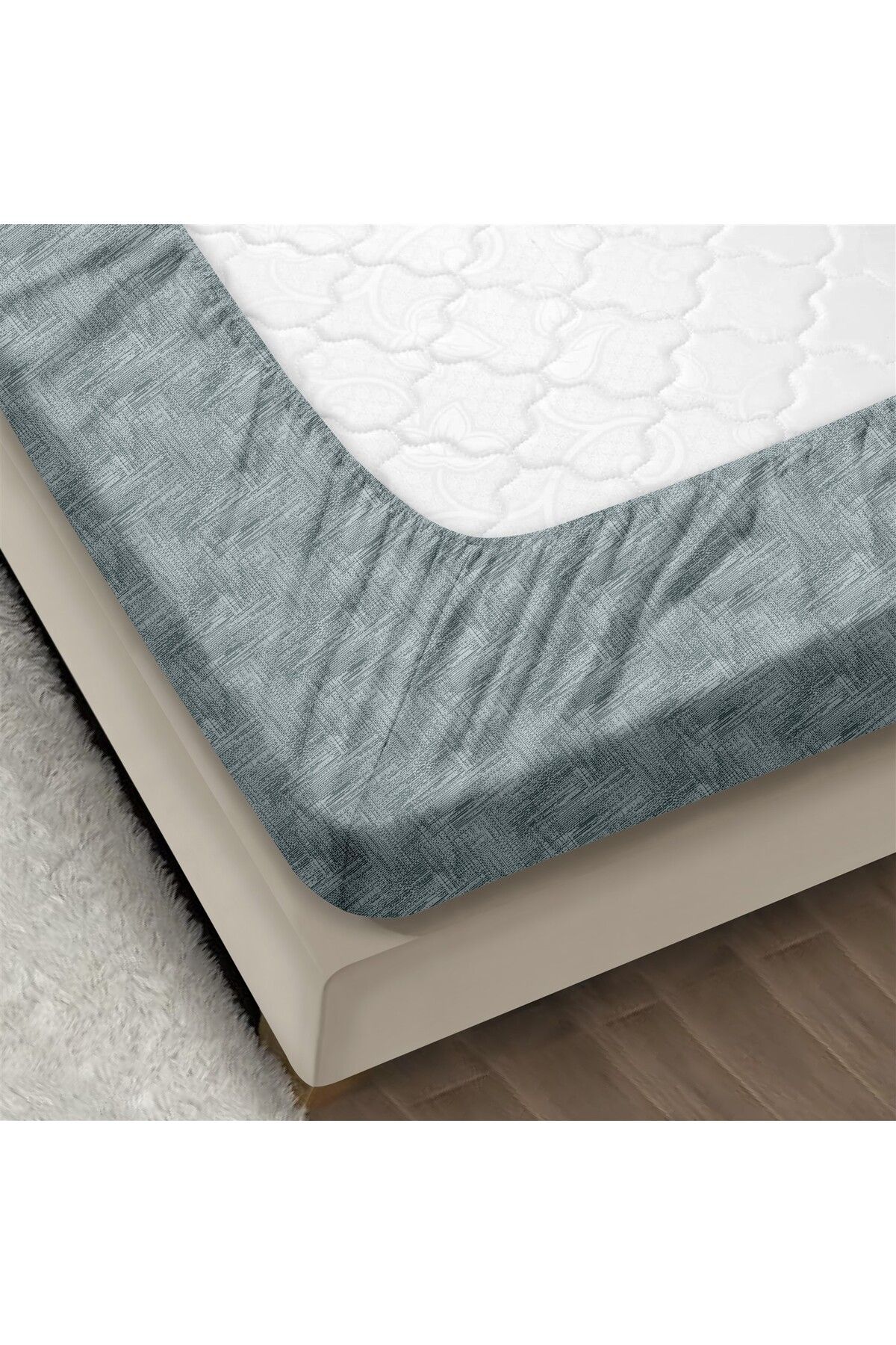 Always Pamuklu Lastikli Çarşaf Seti Çift Kişilik 160x200+35cm - Orta İndi̇go