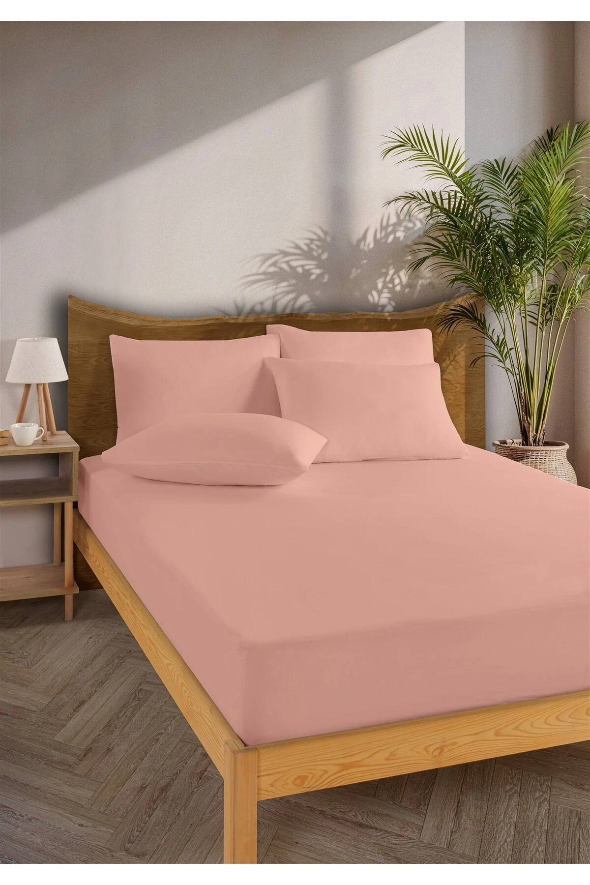 Siena Ranforce %100 Pamuk Lastikli Çarşaf Seti - Pudra