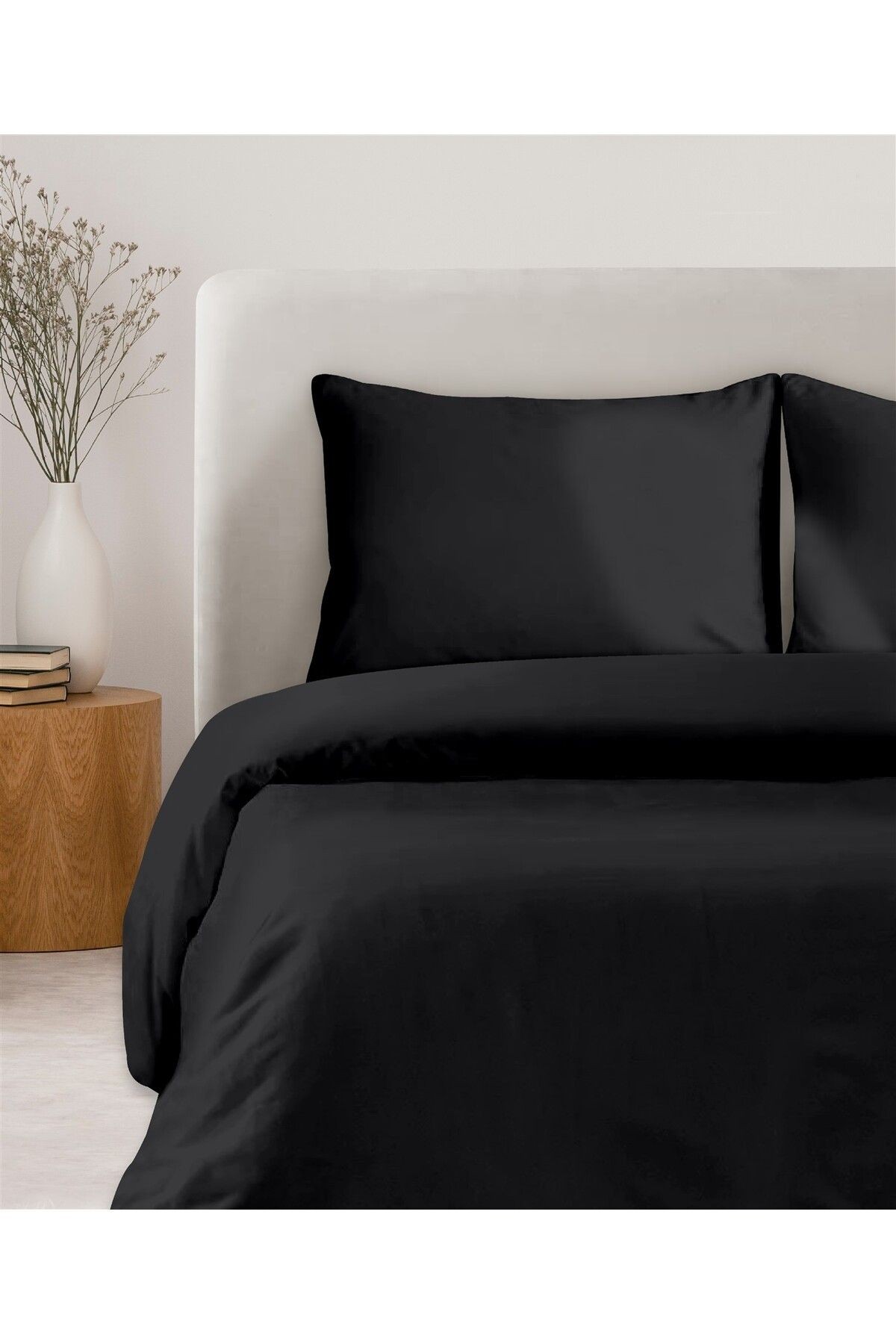 Organik Pamuk Akfil Nevresim Seti Çift Kişilik 200x220 cm - Si̇yah