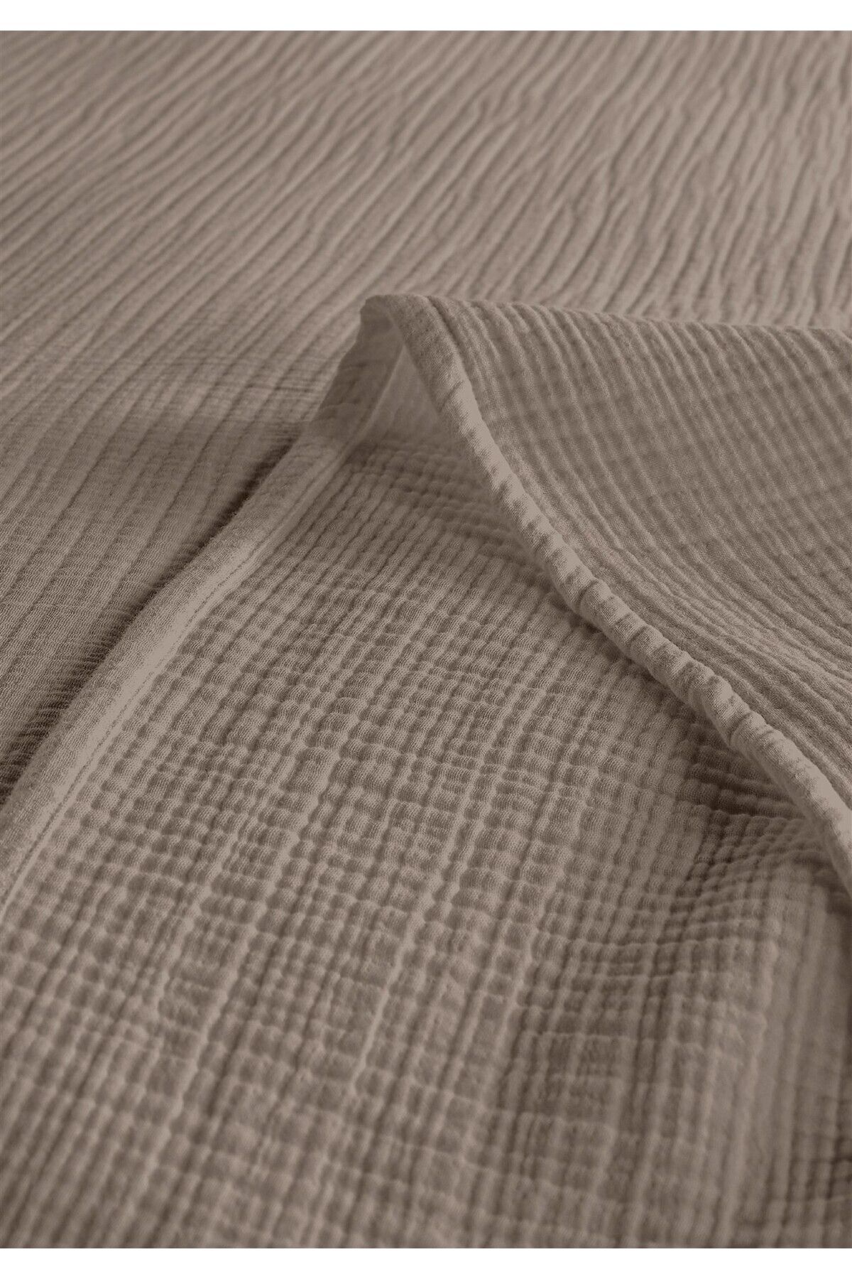 % 100 Doğal Pamuk 4 Kat Müslin Lüks Çift Kişilik Pike Takımı  200x230cm - koyu bej