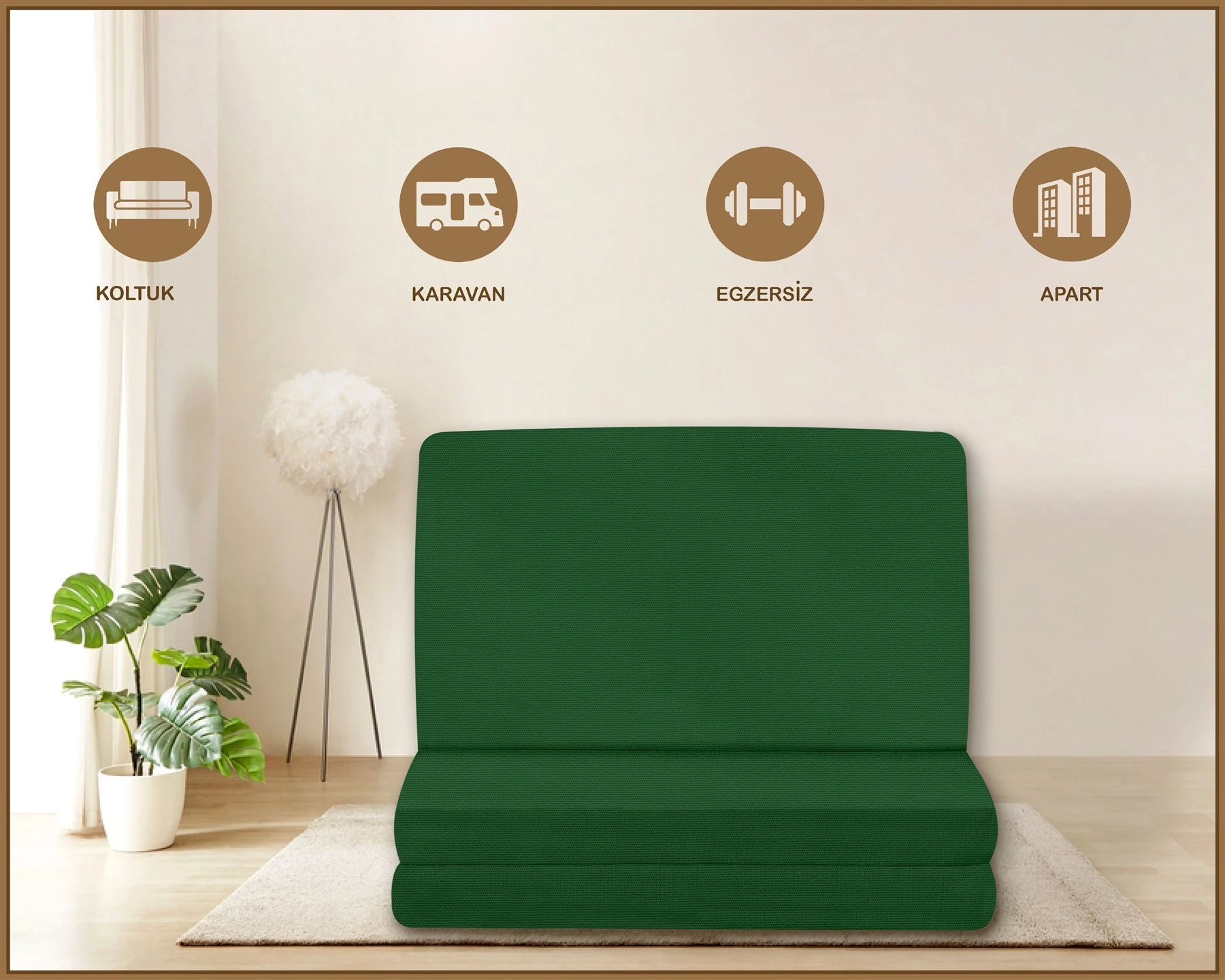 Canvas  Fermuarlı Katlanabilir Yer Yatağı Yer Minderi 60x180x6cm