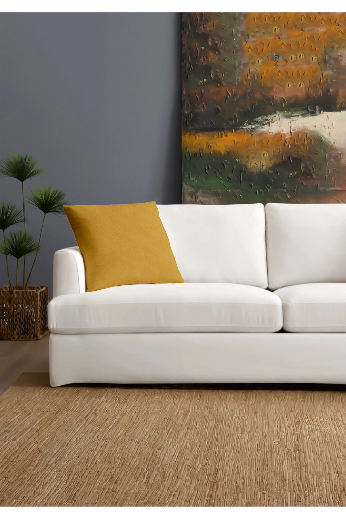 Canvas 6'lı  Sıvı Geçirmez Leke Tutmaz Kırlent Kılıfı 45 x 45 cm - Hardal