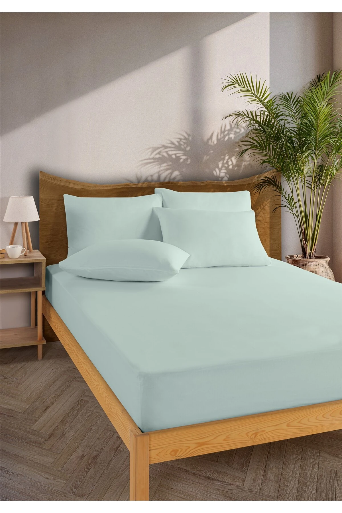 Siena Ranforce %100 Pamuk Lastikli Çarşaf Seti - buz mavi̇