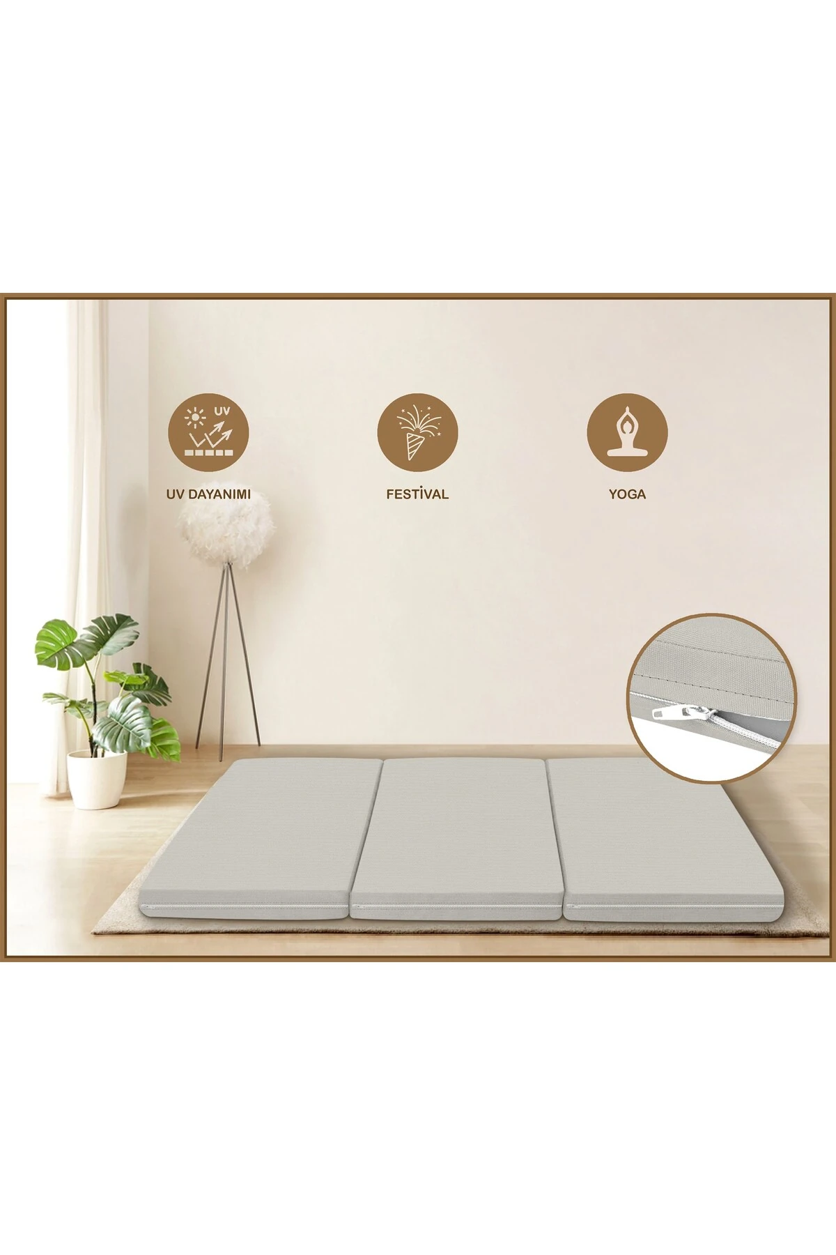 Canvas  Fermuarlı Katlanabilir Yer Yatağı Yer Minderi 80x180x6cm