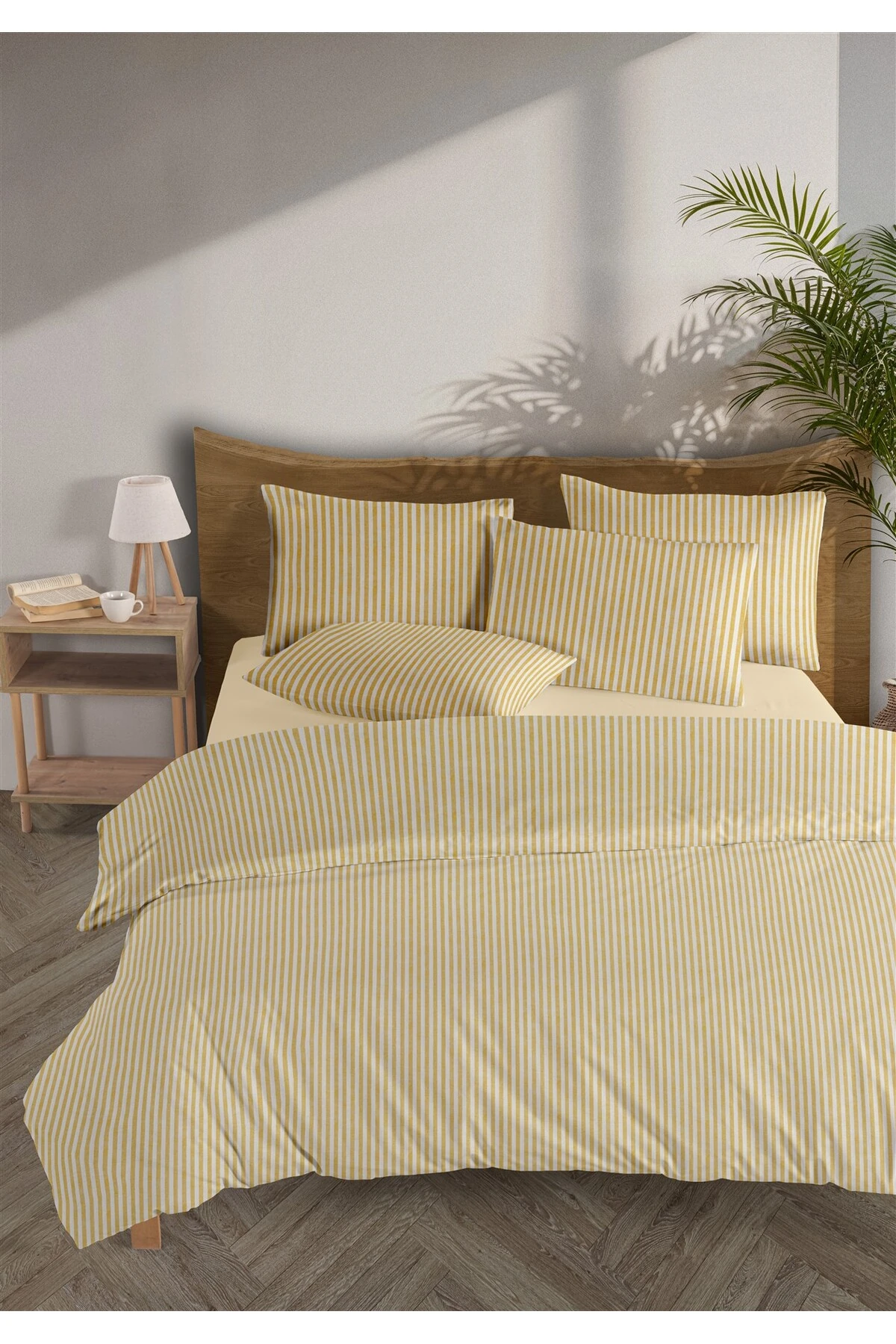 Mira %100 Pamuk Ranforce Yezra Ipliği Boyalı Nevresim Takımı Çift Kişilik - 200x220 Cm - sari