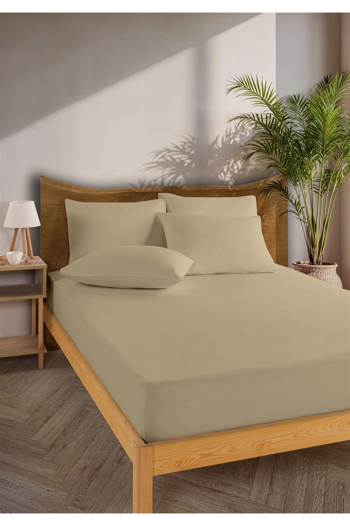 Siena Ranforce %100 Pamuk Lastikli Çarşaf Seti - Açik bej