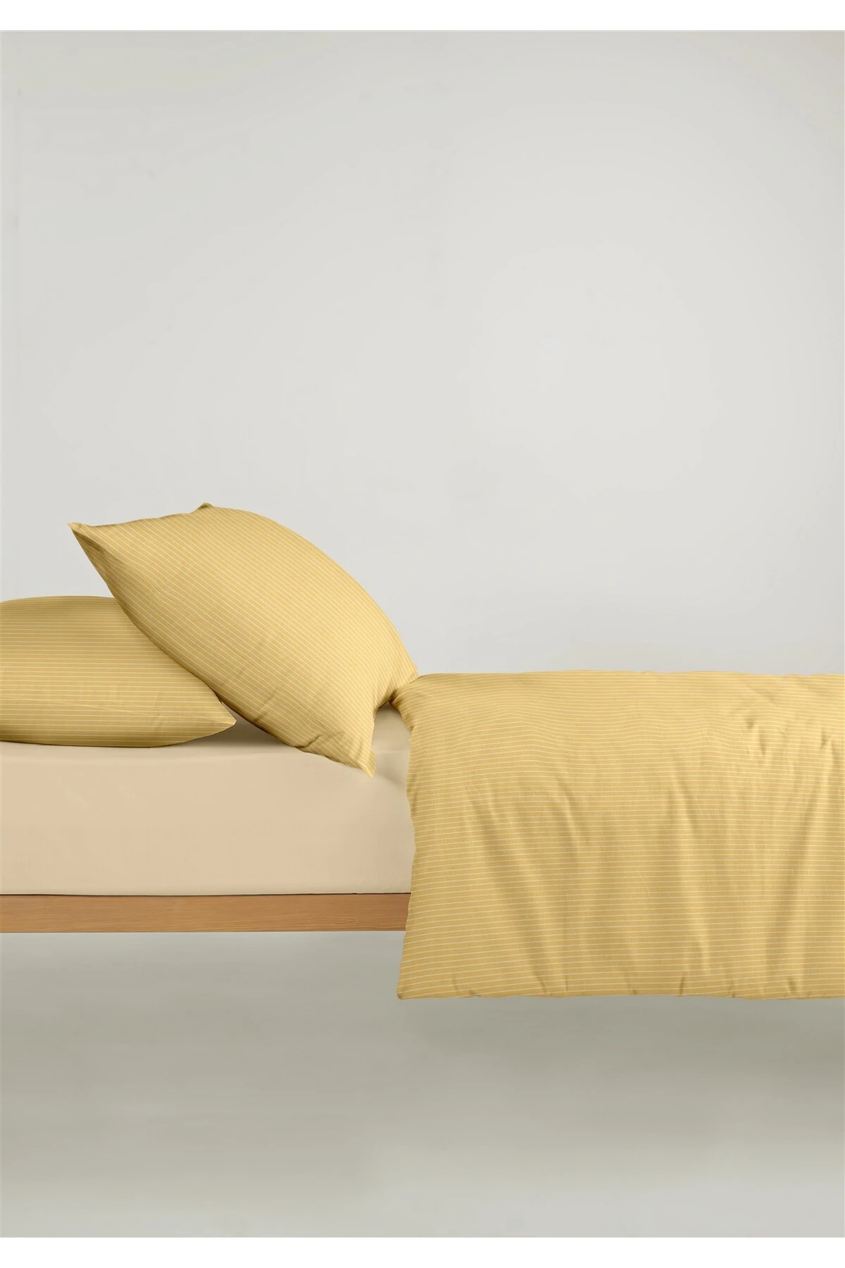 Chıc %100 Pamuk Ranforce Akay  Ipliği Boyalı Nevresim Takımı Çift Kişilik - 200x220 cm - sari