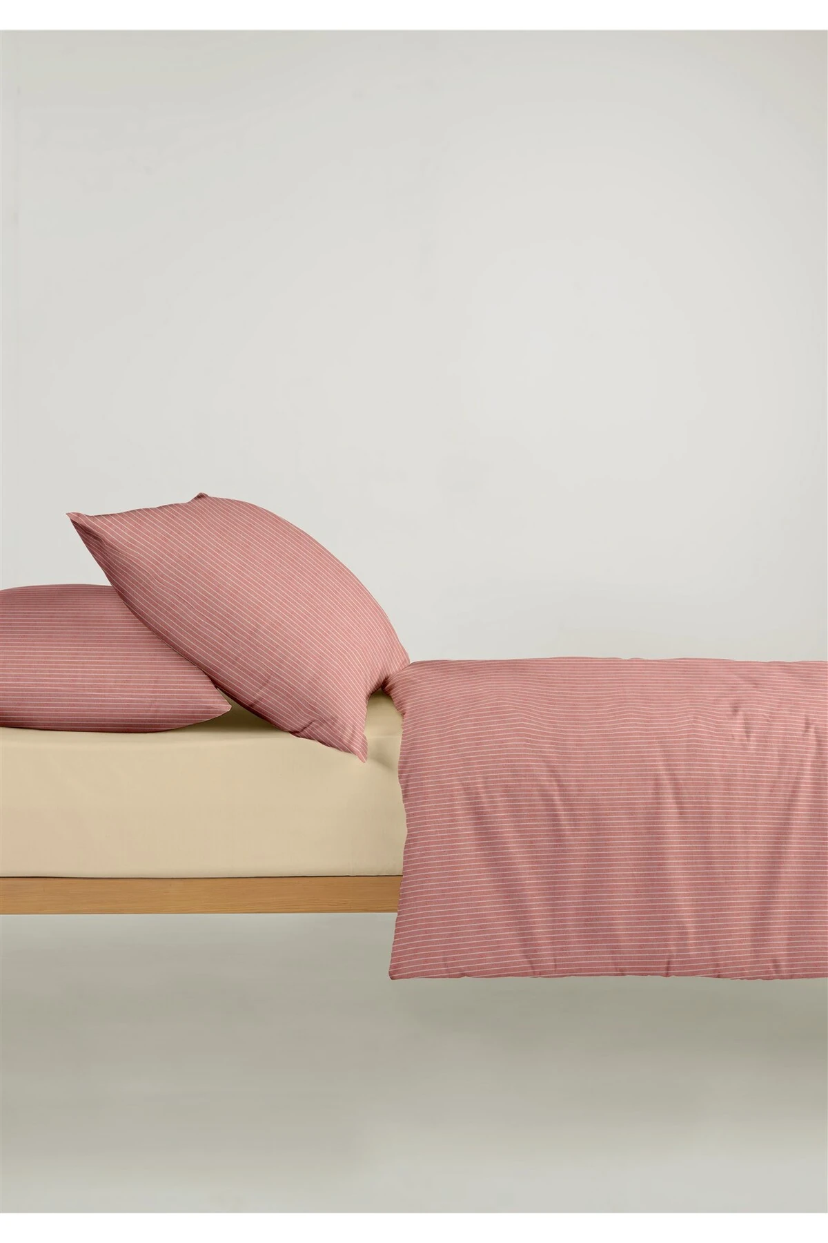 Chıc %100 Pamuk Ranforce Akay  Ipliği Boyalı Nevresim Takımı Çift Kişilik - 200x220 cm - kirmizi