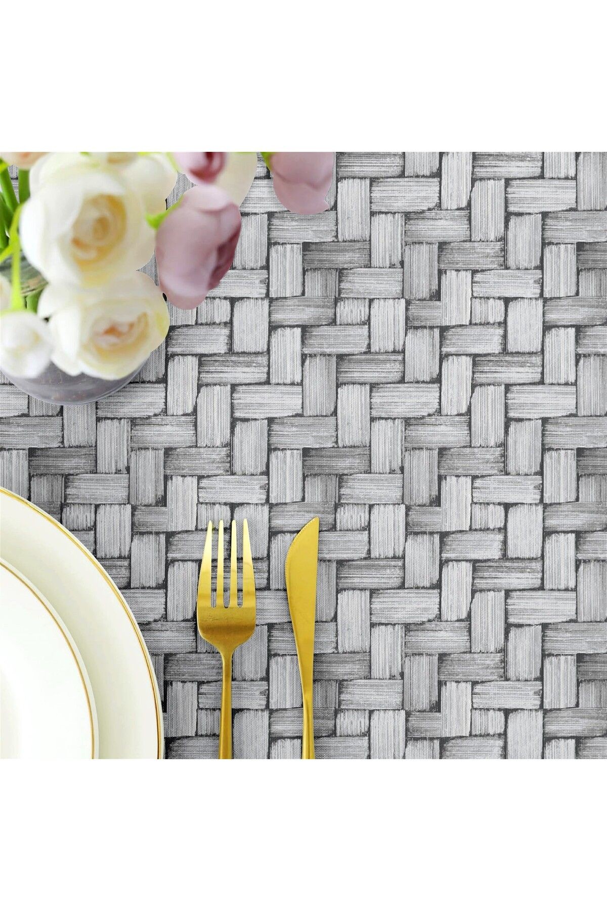 Canvas Wicker Sıvı Geçirmez Leke Tutmaz Masa Örtüsü