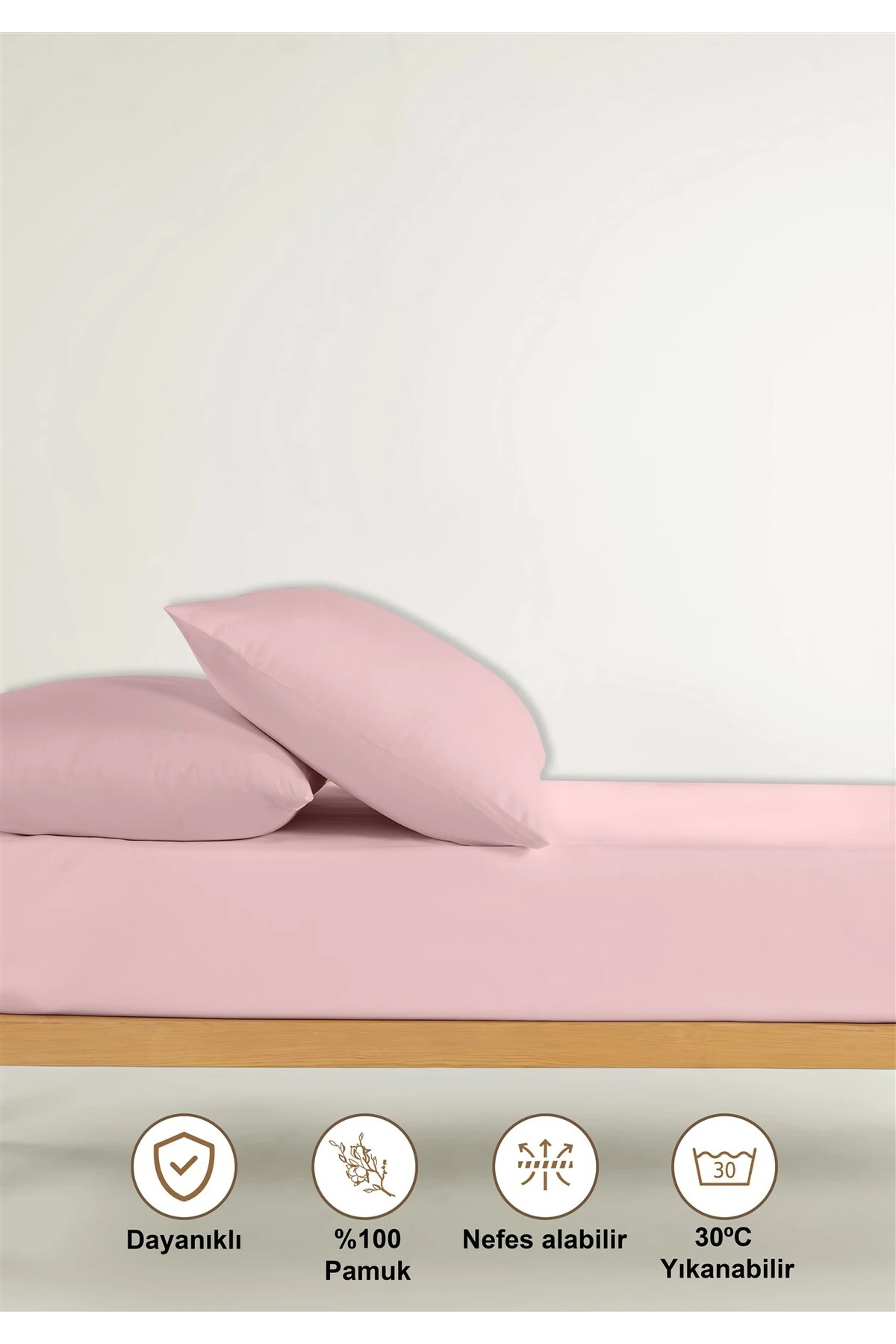 Siena Ranforce %100 Pamuk Lastikli Çarşaf Seti - Pembe
