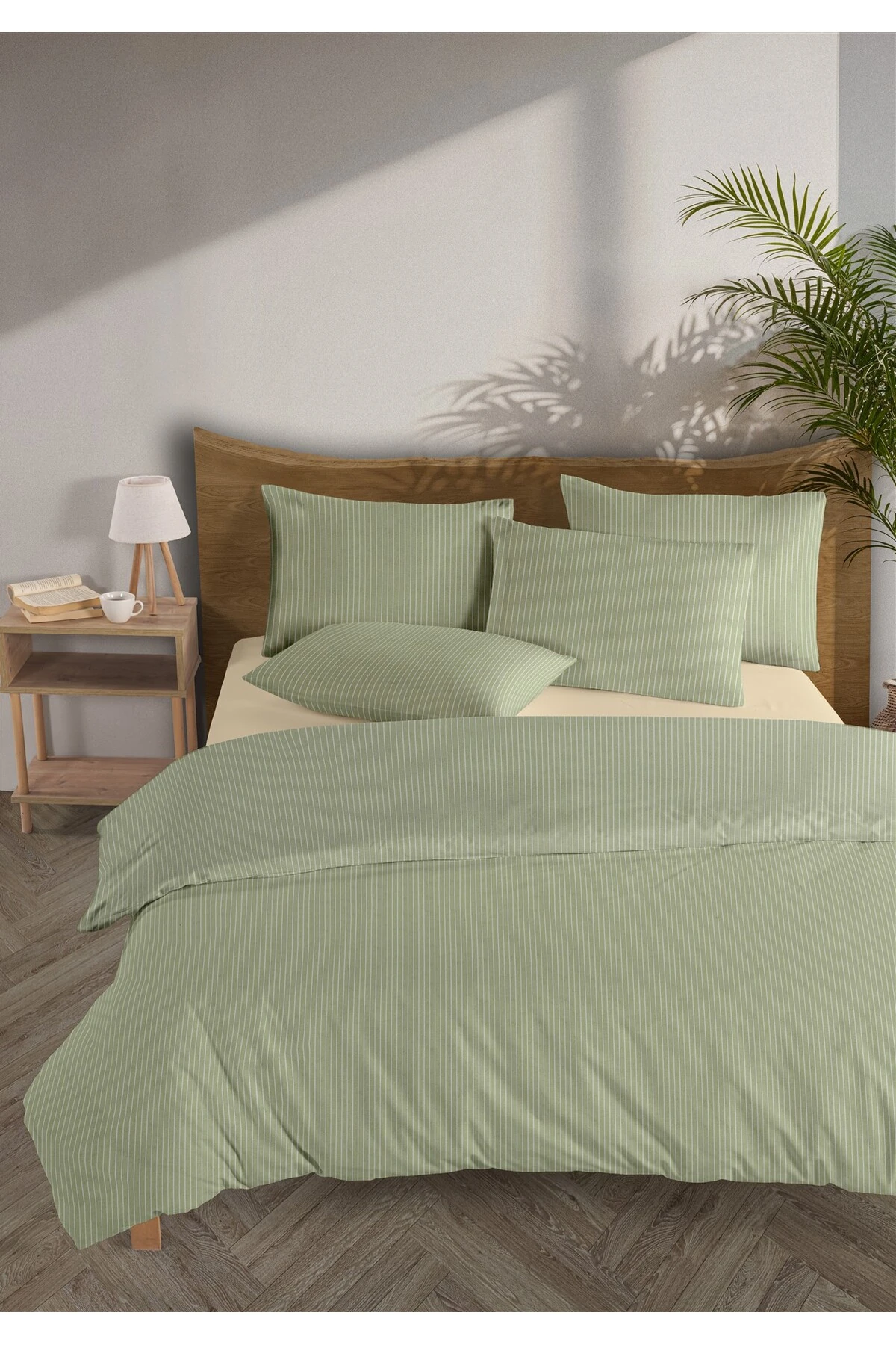 Chıc %100 Pamuk Ranforce Akay  Ipliği Boyalı Nevresim Takımı Çift Kişilik - 200x220 cm - Yeşi̇l