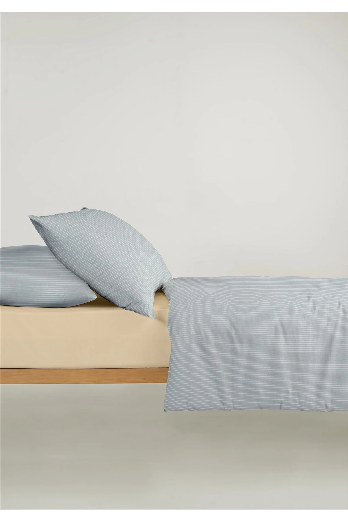 Chıc %100 Pamuk Ranforce Akay Açık Mavi Ipliği Boyalı Nevresim Takımı Tek Kişilik - 160x220 cm