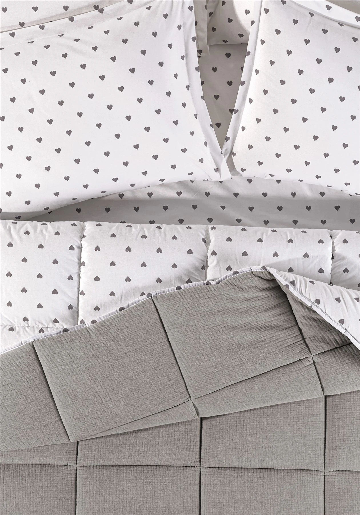 Lovely Timeless %100 Pamuk 4 Kat Müslin Comfort Uyku Seti Çift Kişilik 195x215 cm - Gri̇