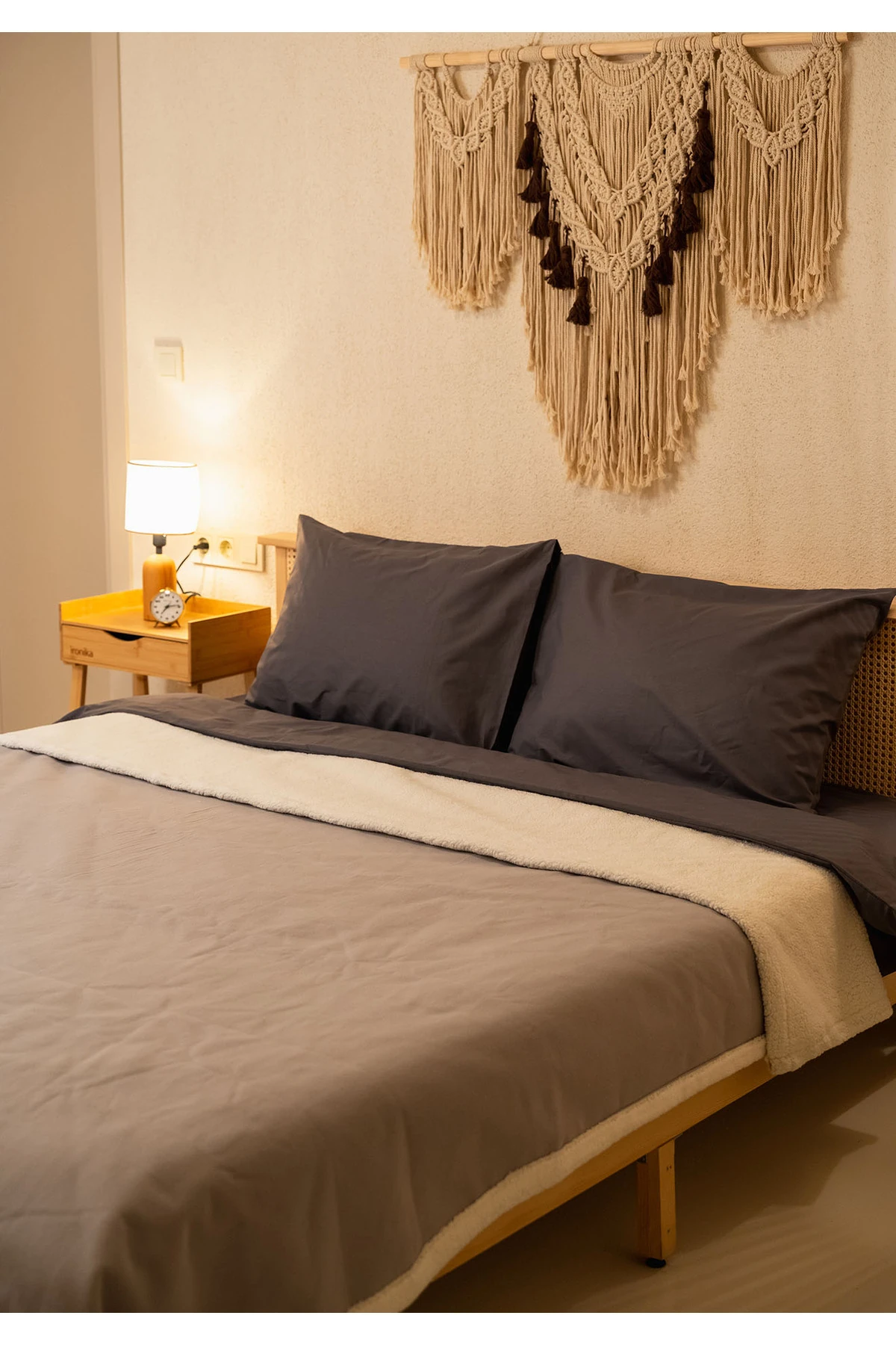 Sherpa Battaniye Çift Kişilik 200x230cm - Gri̇